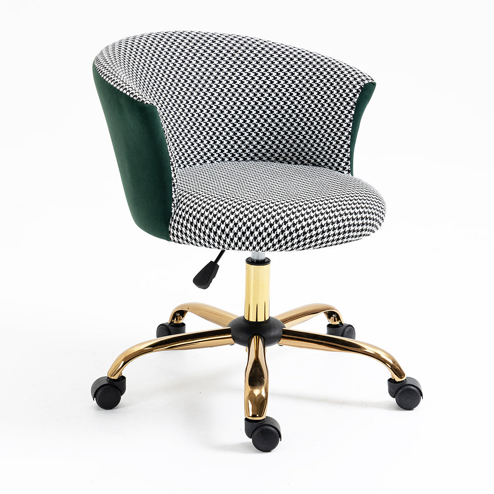 Kylie Houndstooth and Velvet Swivel Chair