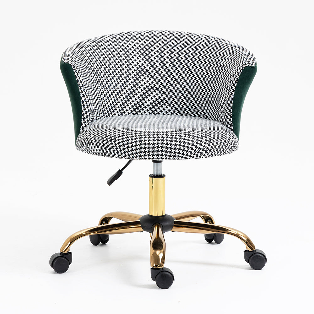 Kylie Houndstooth and Velvet Swivel Chair