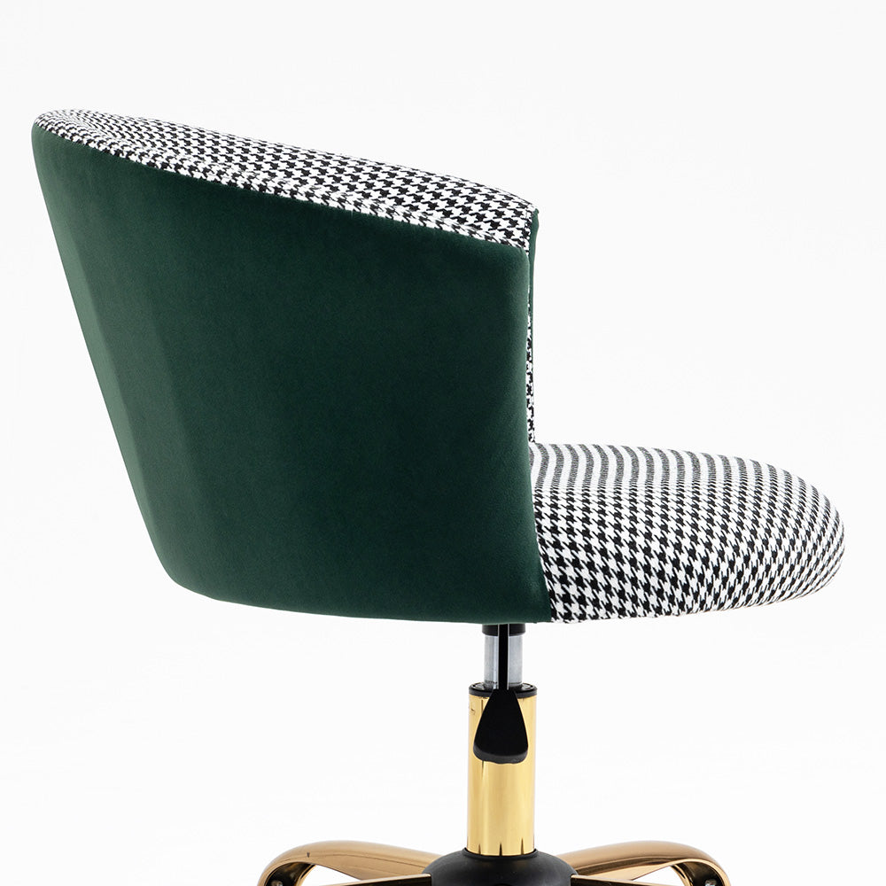 Kylie Houndstooth and Velvet Swivel Chair