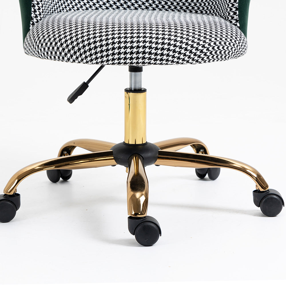 Kylie Houndstooth and Velvet Swivel Chair