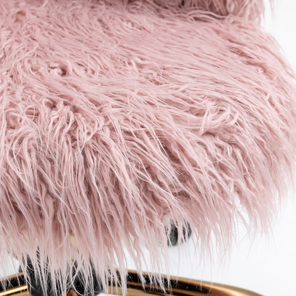 Kylie Plush Shaggy Faux Fur Swivel Chair, Pink