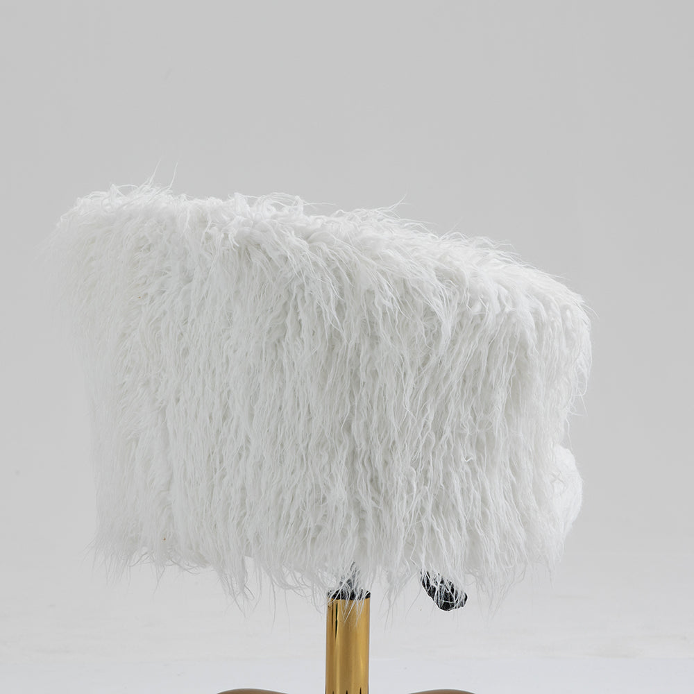 Kylie Plush Shaggy Faux Fur Swivel Chair, White