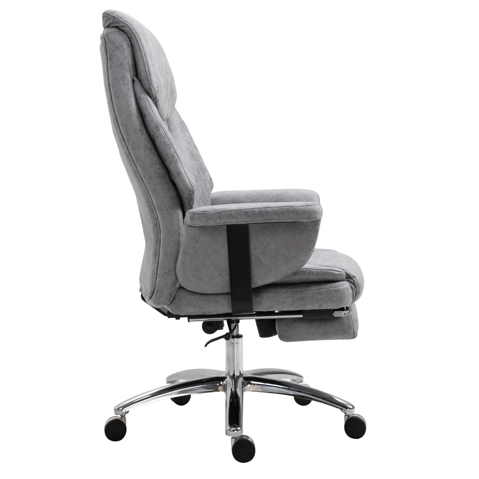 Abraham Wingback Style Office Chair with Footrest in Grey Vintage PU Leather