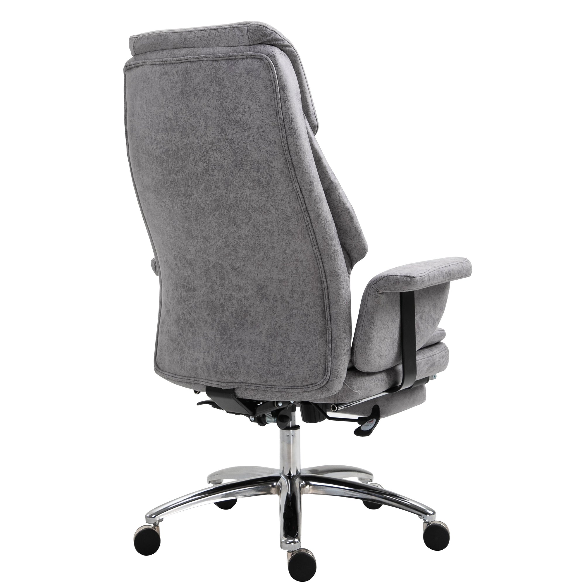 Abraham Wingback Style Office Chair with Footrest in Grey Vintage PU Leather