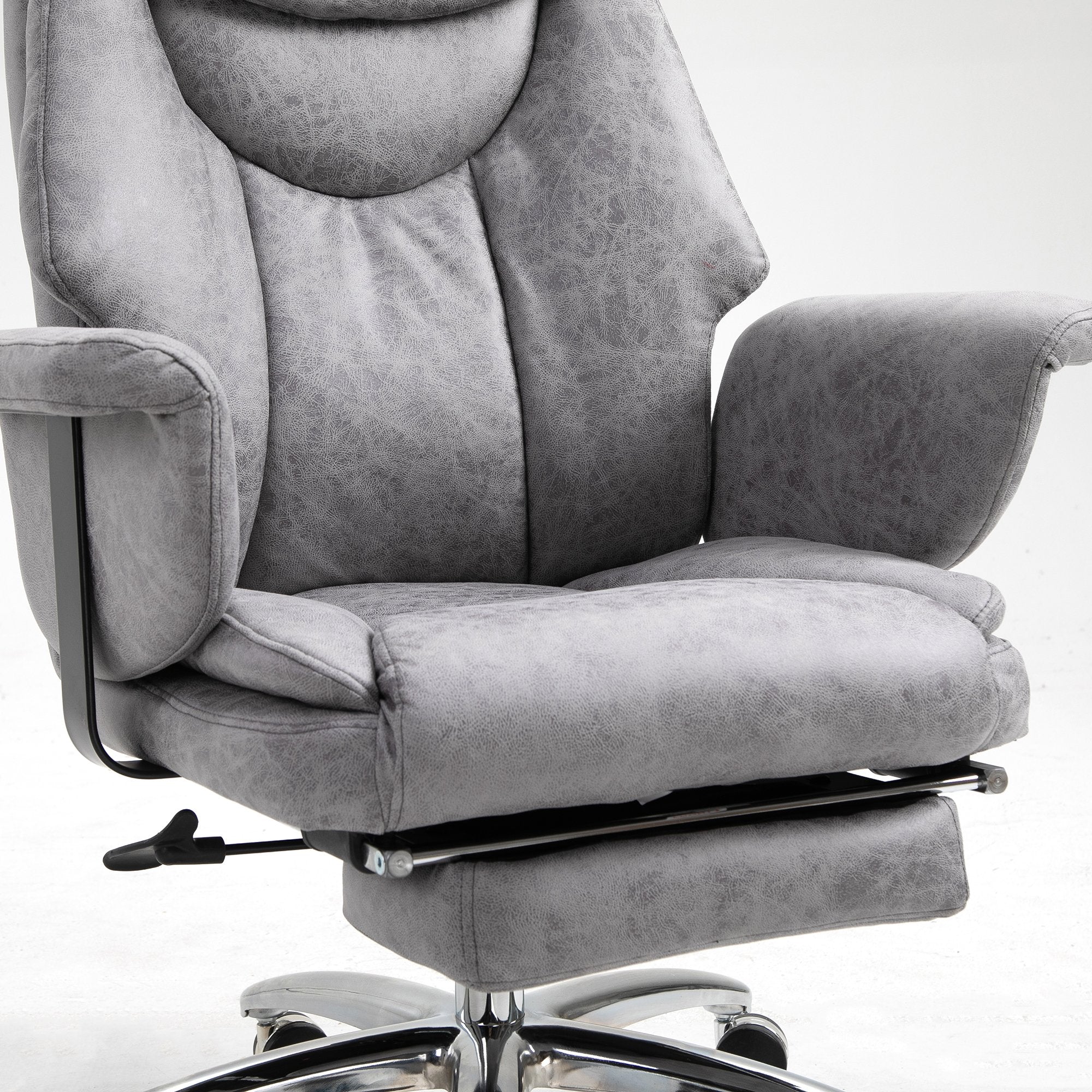 Abraham Wingback Style Office Chair with Footrest in Grey Vintage PU Leather