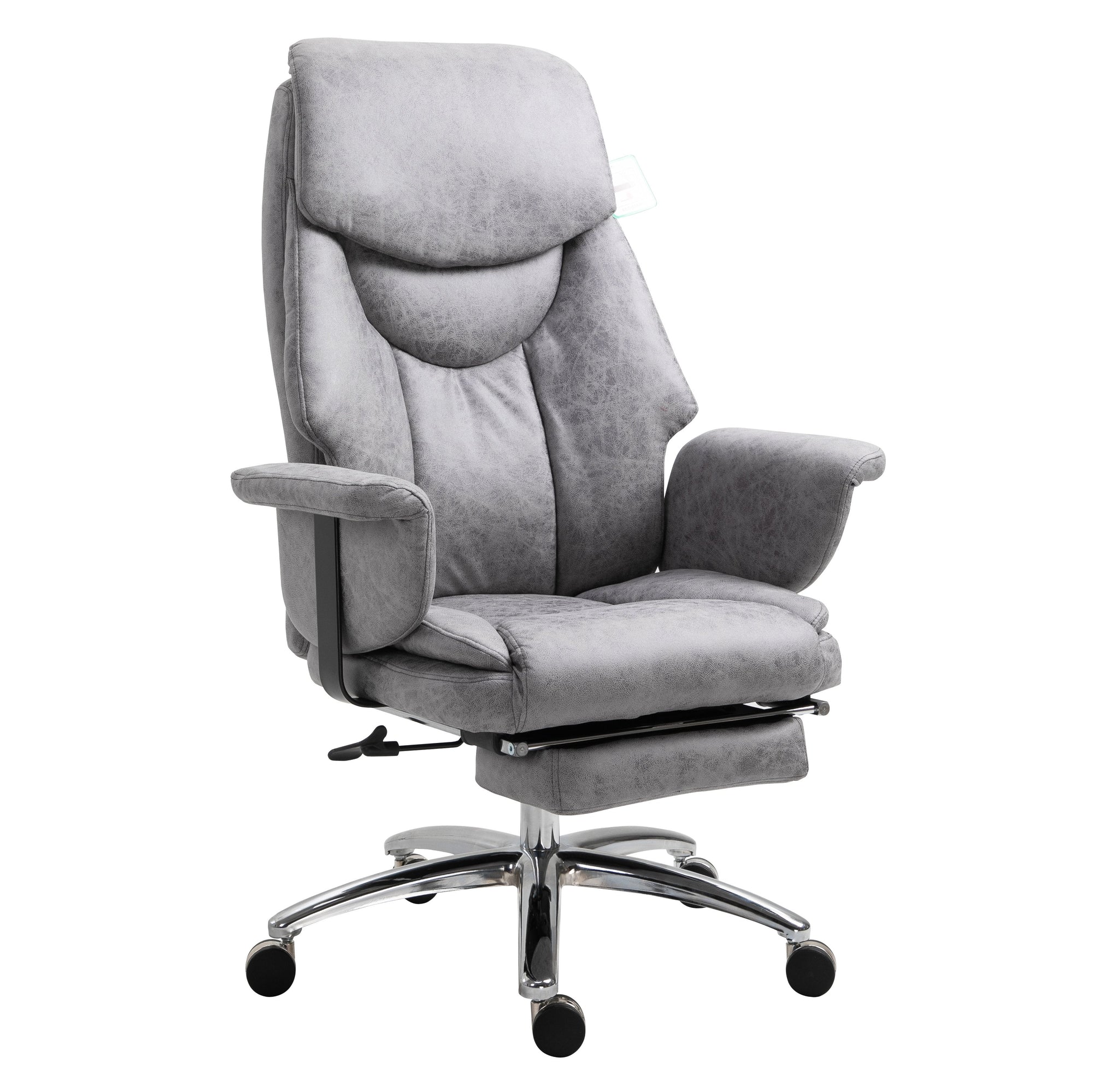 Abraham Wingback Style Office Chair with Footrest in Grey Vintage PU Leather