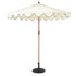 Beige 2.6M Octagonal Crank and Tilt Parasol with Navy Scalloped Edge