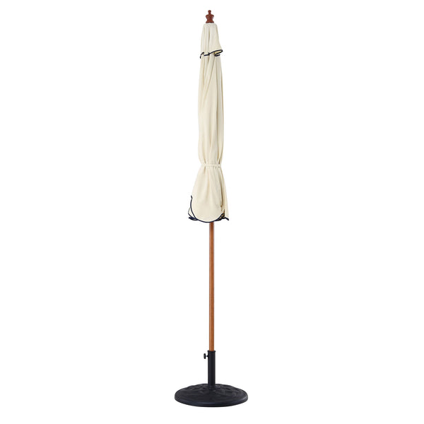 Beige 2.6M Octagonal Crank and Tilt Parasol with Navy Scalloped Edge