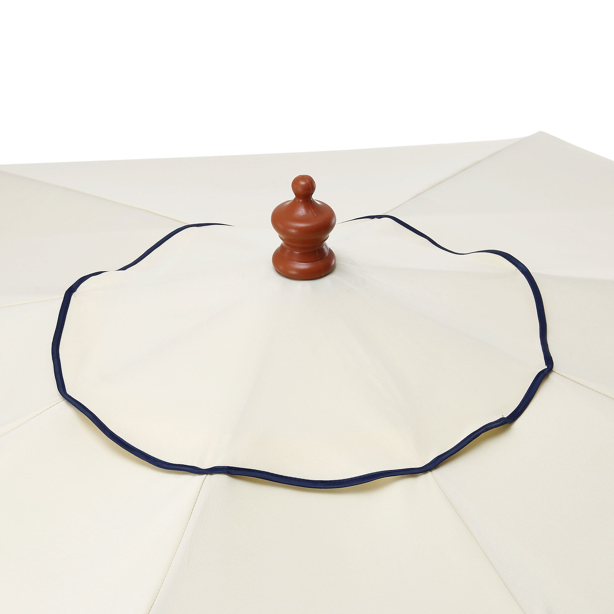 Beige 2.6M Octagonal Crank and Tilt Parasol with Navy Scalloped Edge