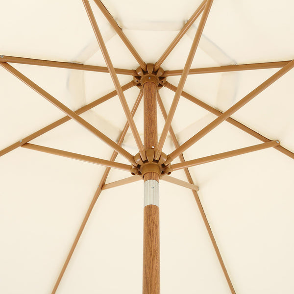 Beige 2.6M Octagonal Crank and Tilt Parasol with Navy Scalloped Edge