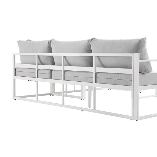 Albany Aluminium Corner Sofa Set with Reclining Back and Coffee Table, White