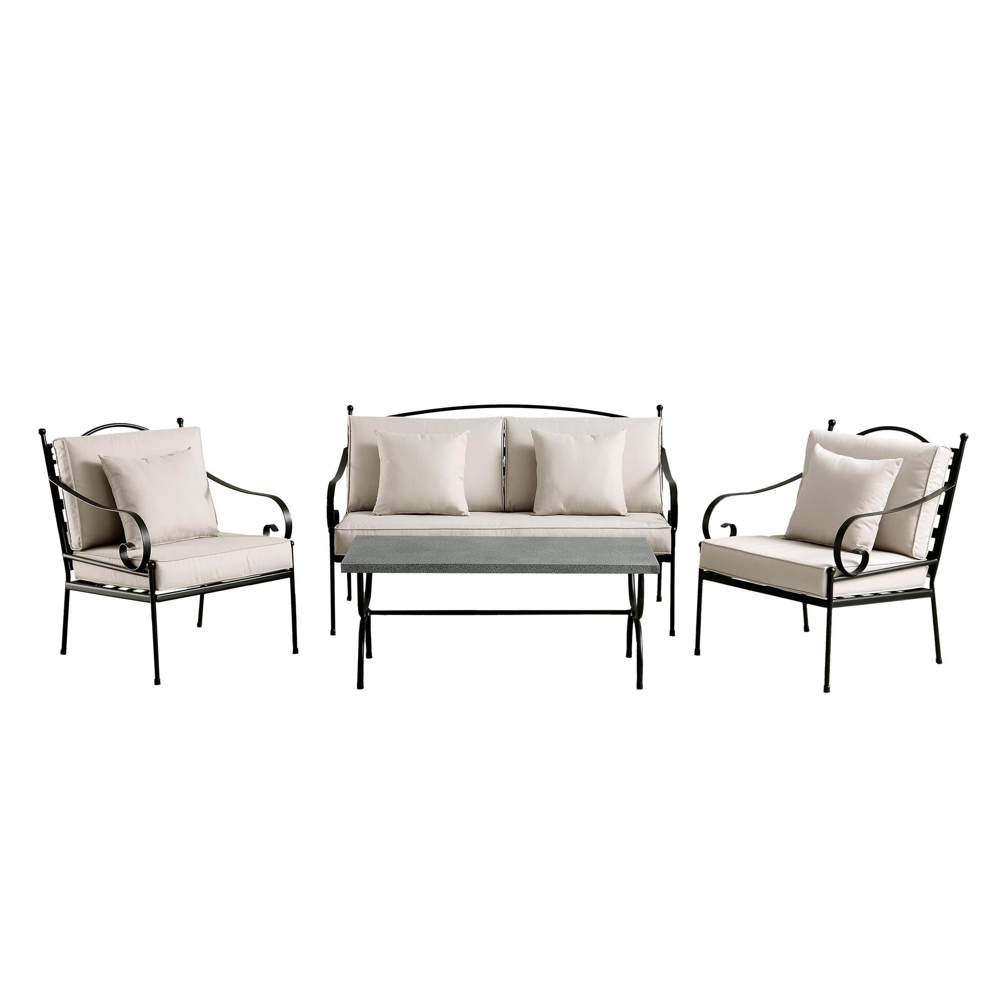 Haymes Indoor and Outdoor Metal Sofa Set with Coffee Table