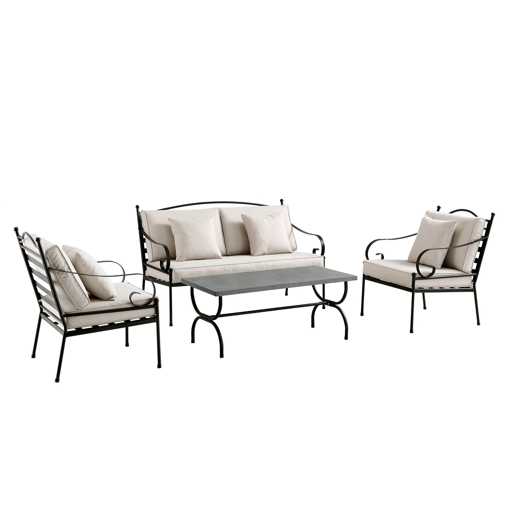 Haymes Indoor and Outdoor Metal Sofa Set with Coffee Table