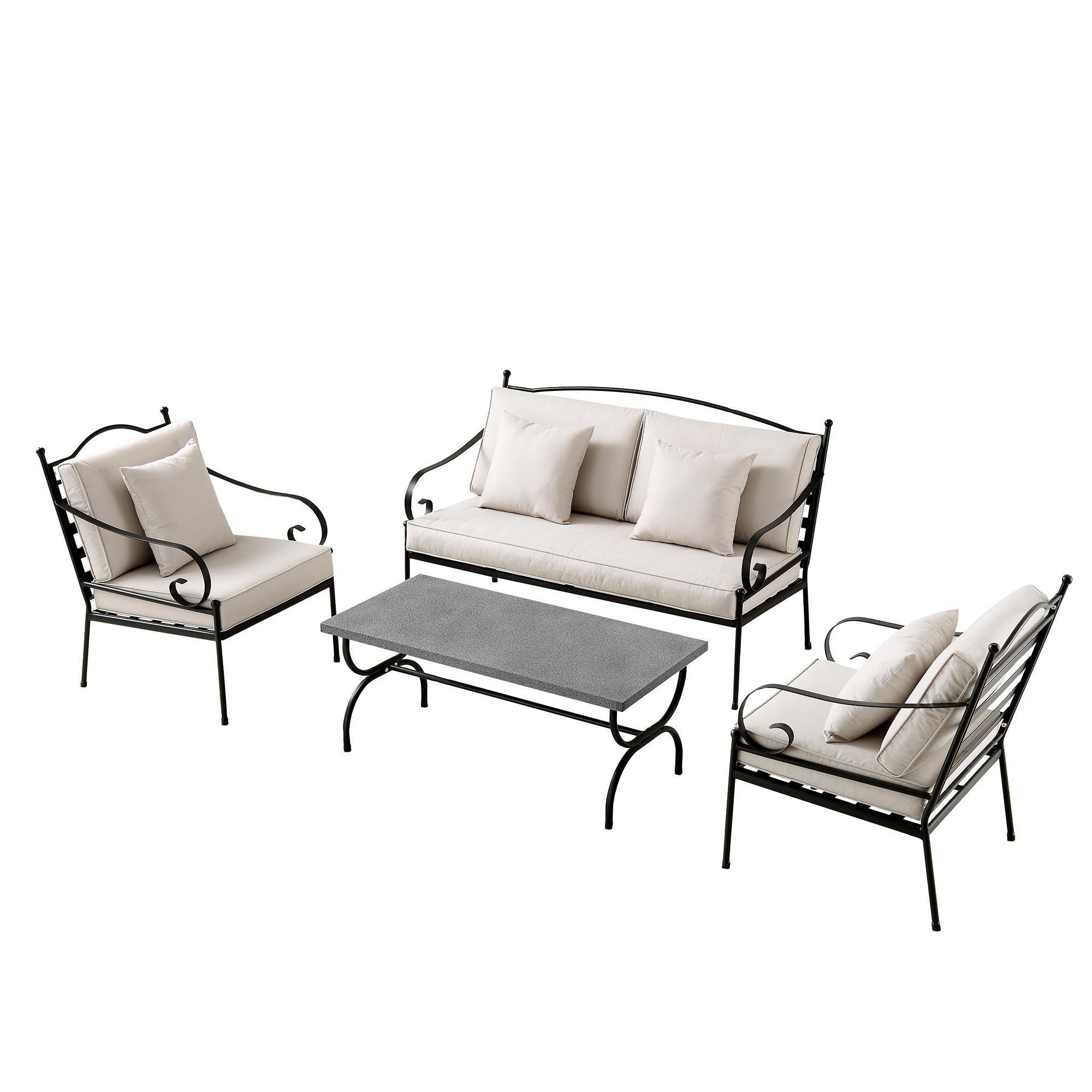 Haymes Indoor and Outdoor Metal Sofa Set with Coffee Table