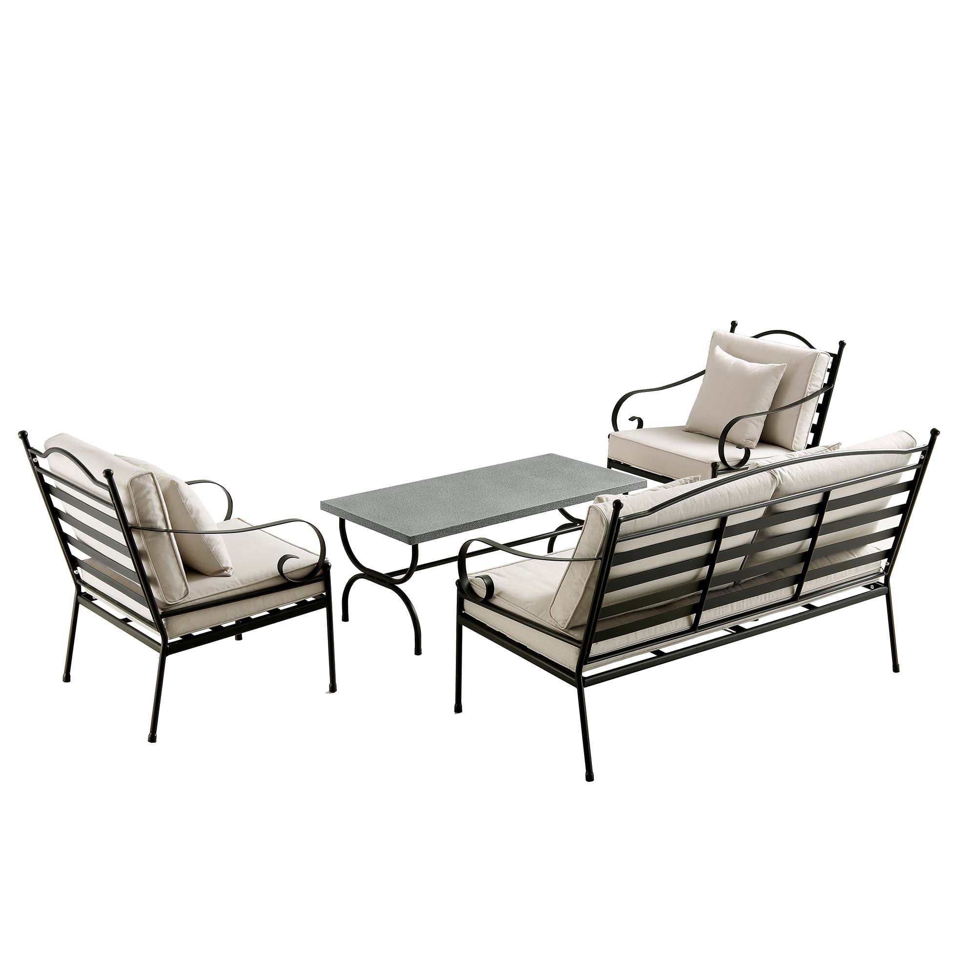 Haymes Indoor and Outdoor Metal Sofa Set with Coffee Table