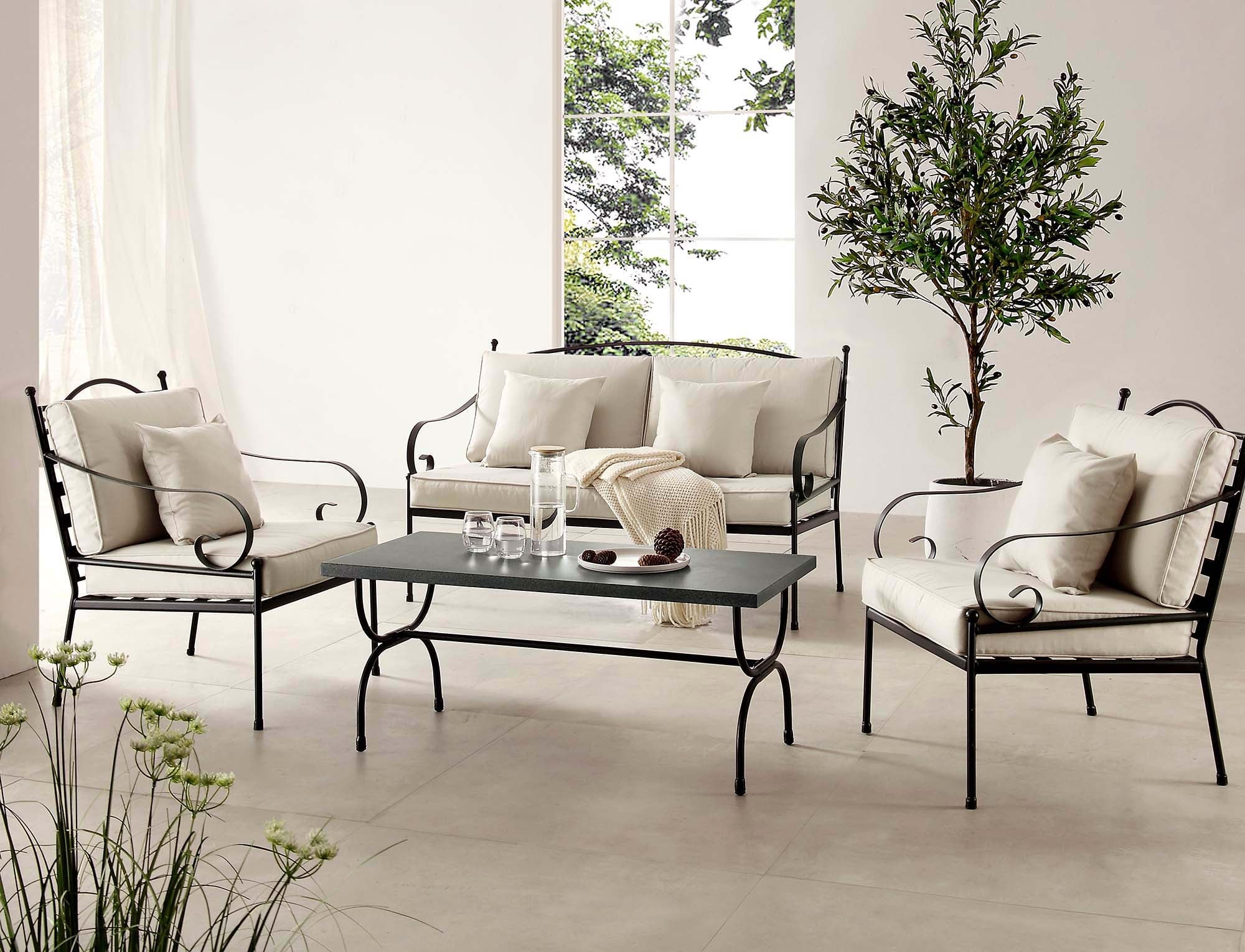 Haymes Indoor and Outdoor Metal Sofa Set with Coffee Table