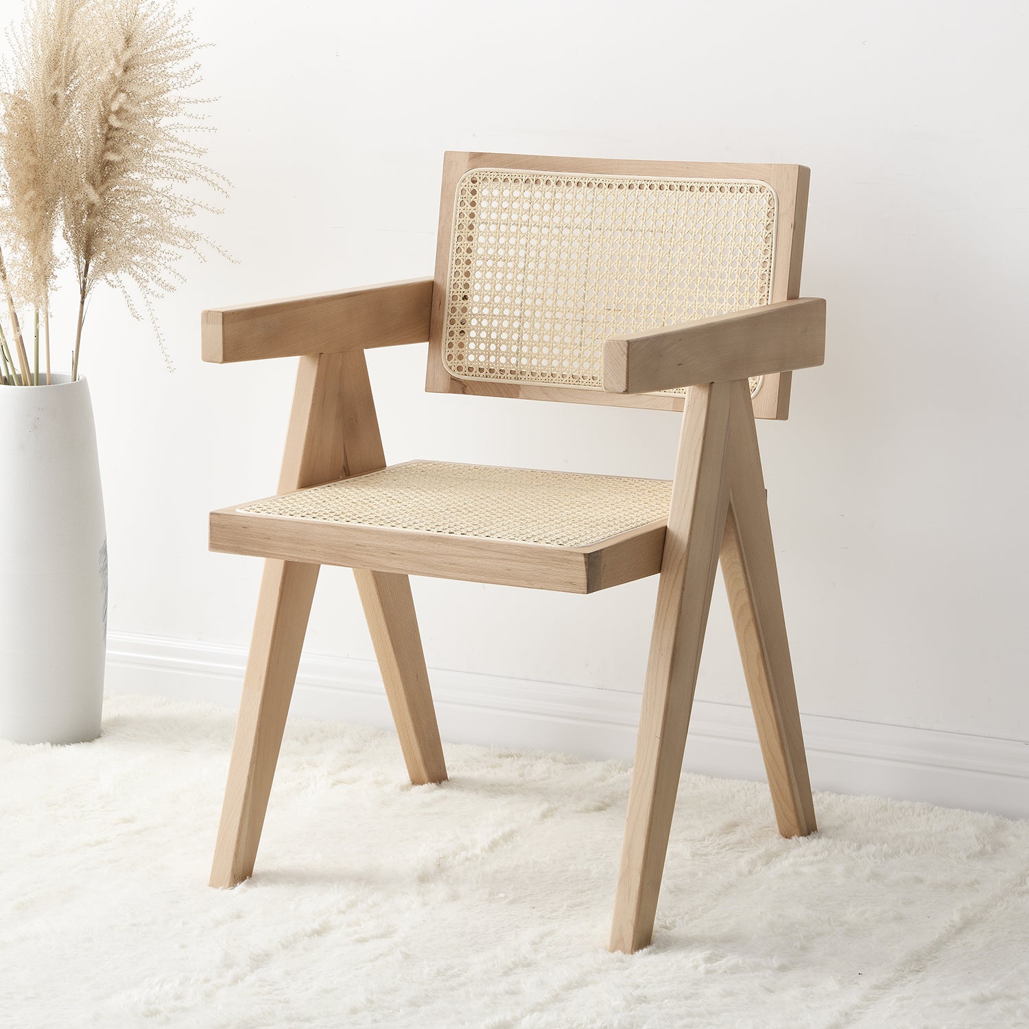 Jeanne Natural Colour Cane Rattan Solid Beech Wood Dining Chair