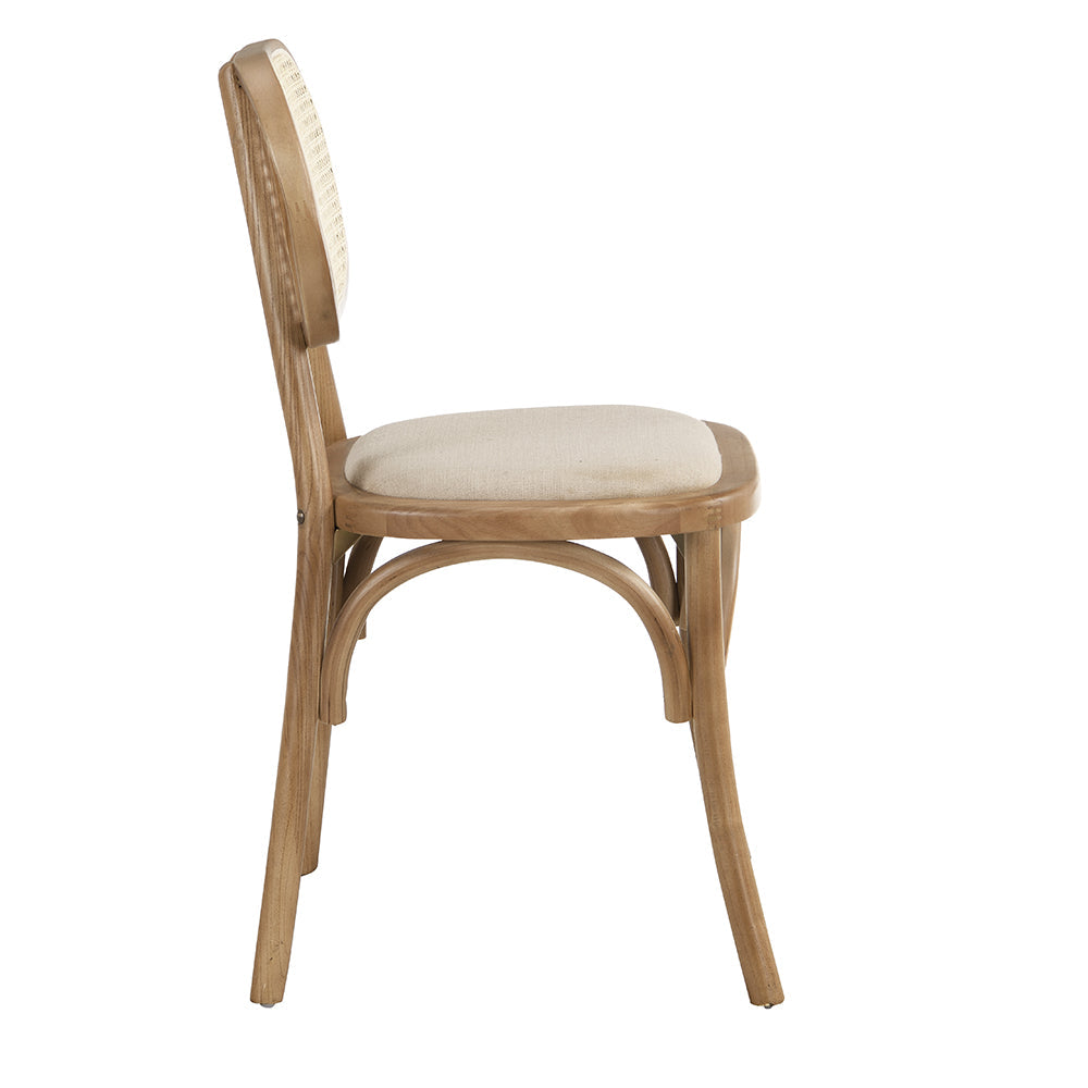 Anya Set of 2 Cane Rattan and Upholstered Dining Chairs in Natural