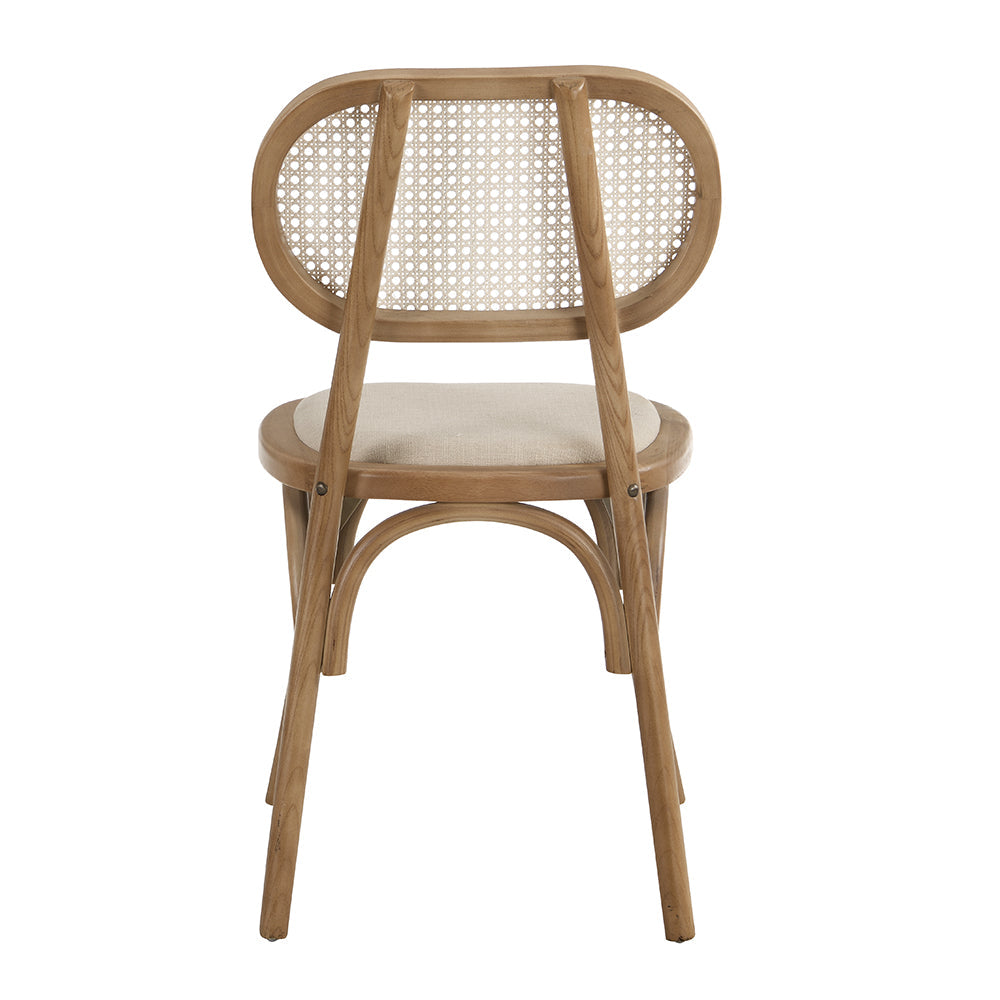 Anya Set of 2 Cane Rattan and Upholstered Dining Chairs in Natural