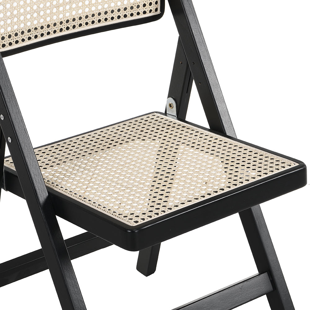 Frances Set of 2 Folding Cane Rattan Chairs in Black