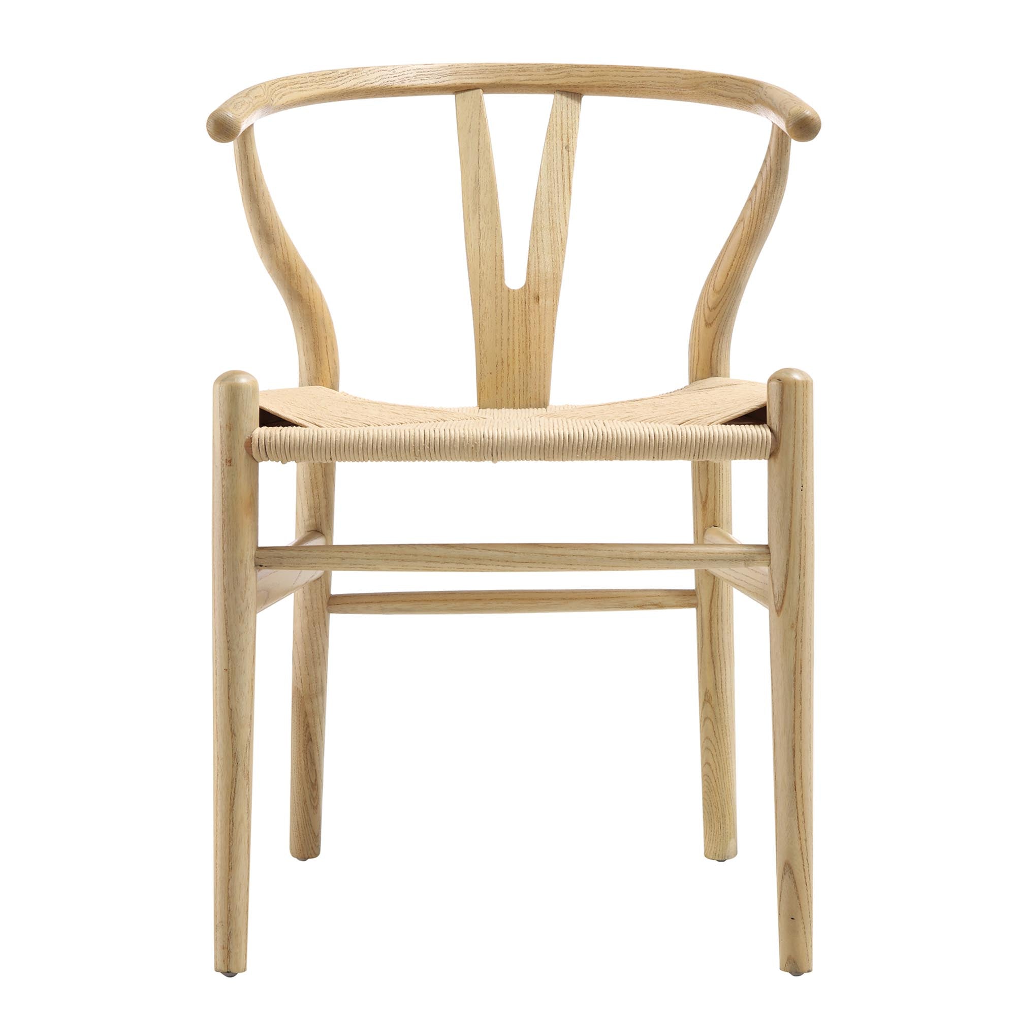 Hansel Wooden Natural Weave Wishbone Dining Chair, Natural Frame