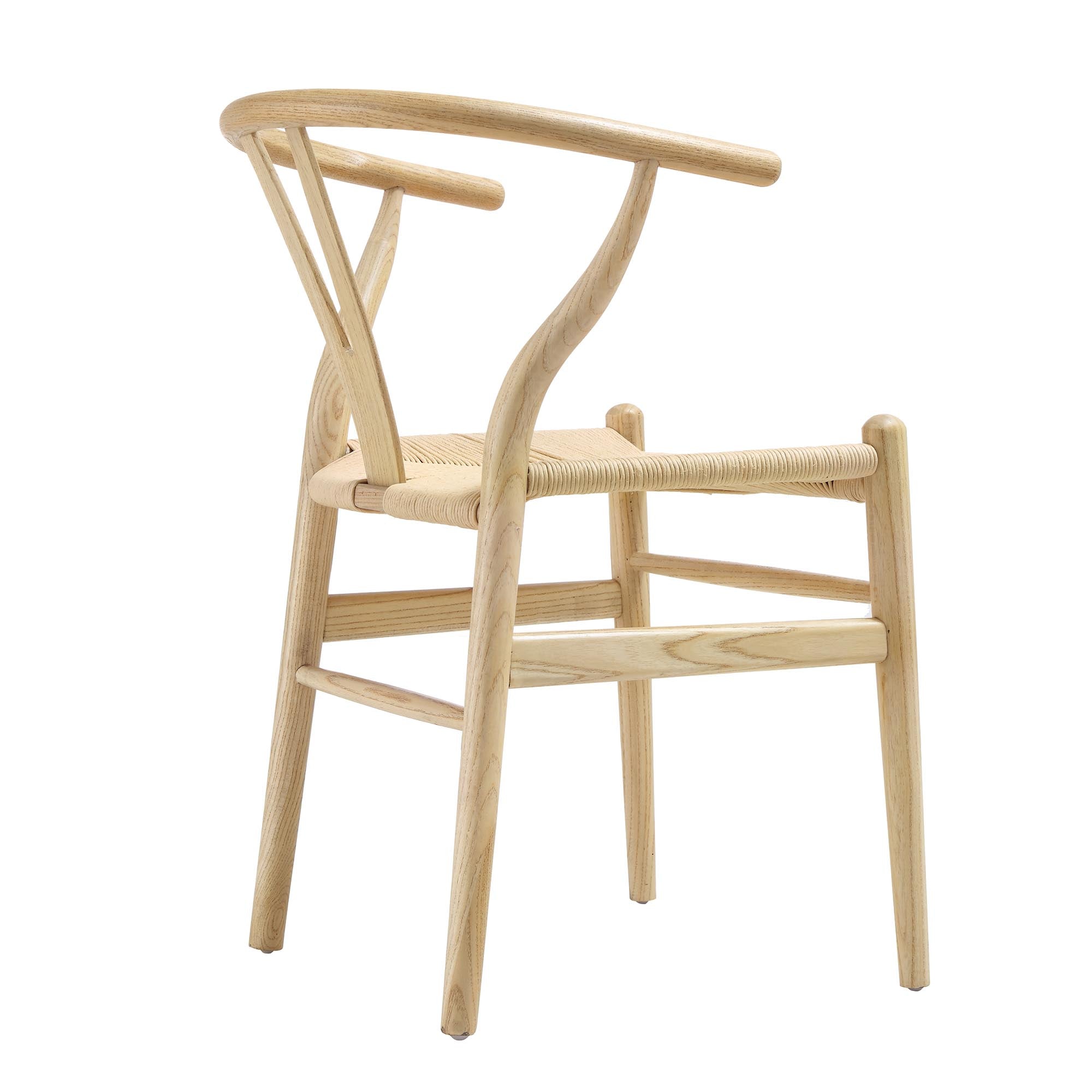 Hansel Wooden Natural Weave Wishbone Dining Chair, Natural Frame