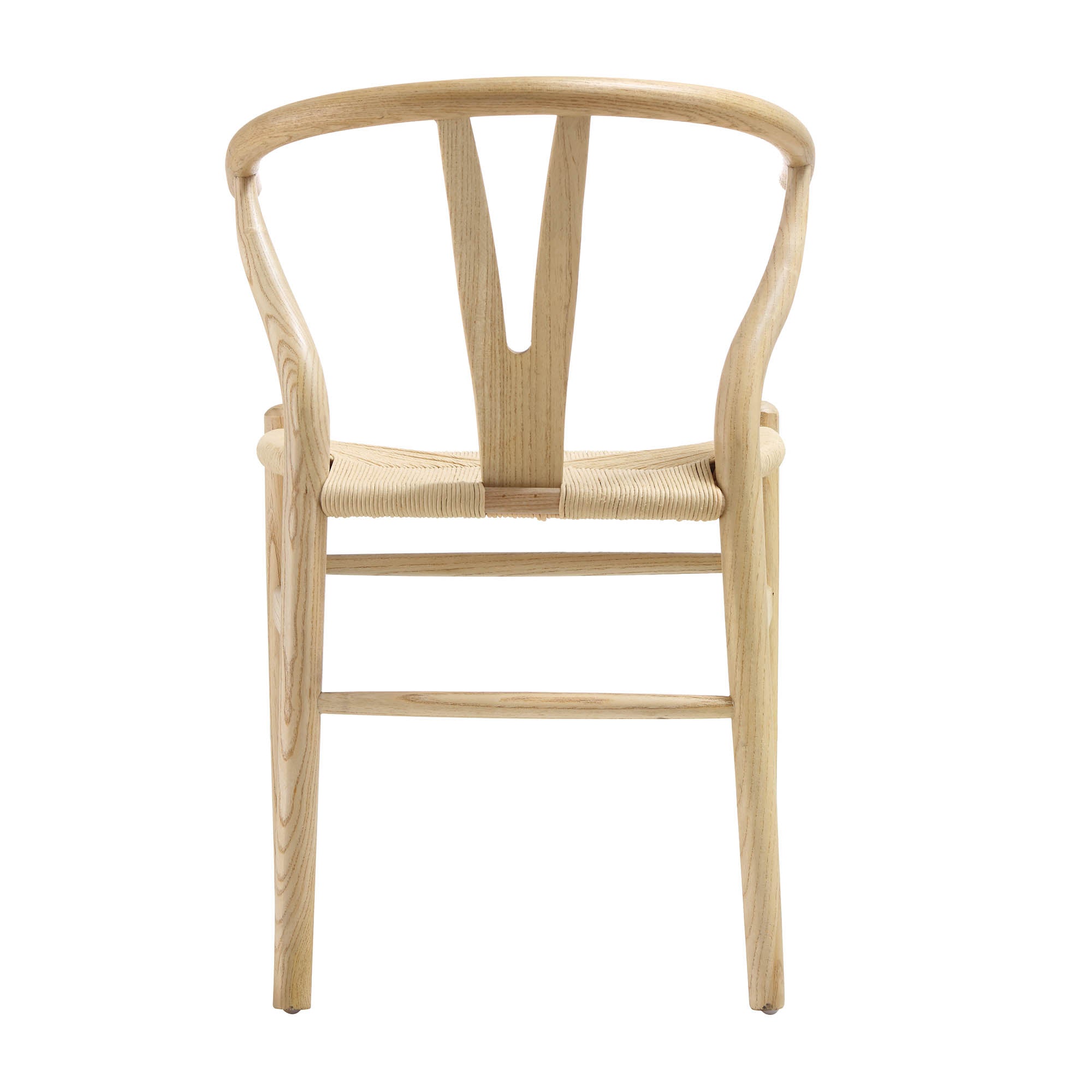 Hansel Wooden Natural Weave Wishbone Dining Chair, Natural Frame