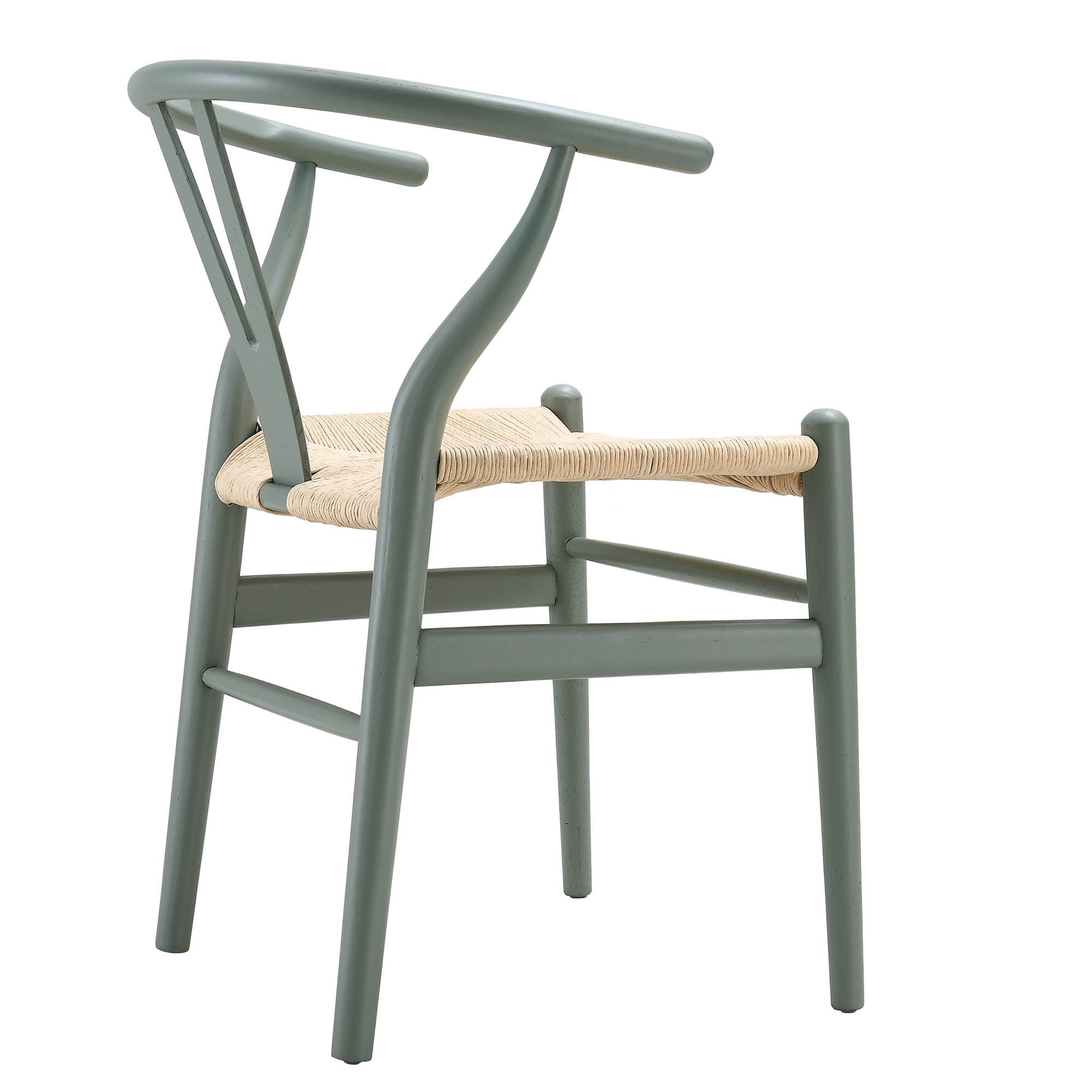 Hansel Wooden Natural Weave Wishbone Dining Chair, Sage Green Frame