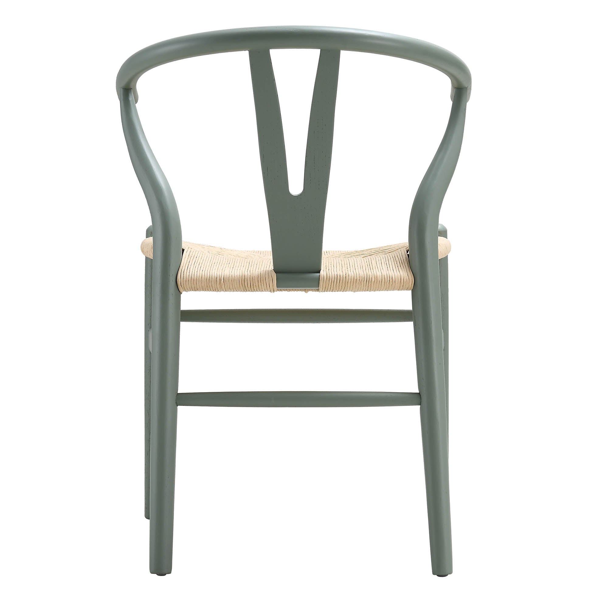 Hansel Wooden Natural Weave Wishbone Dining Chair, Sage Green Frame