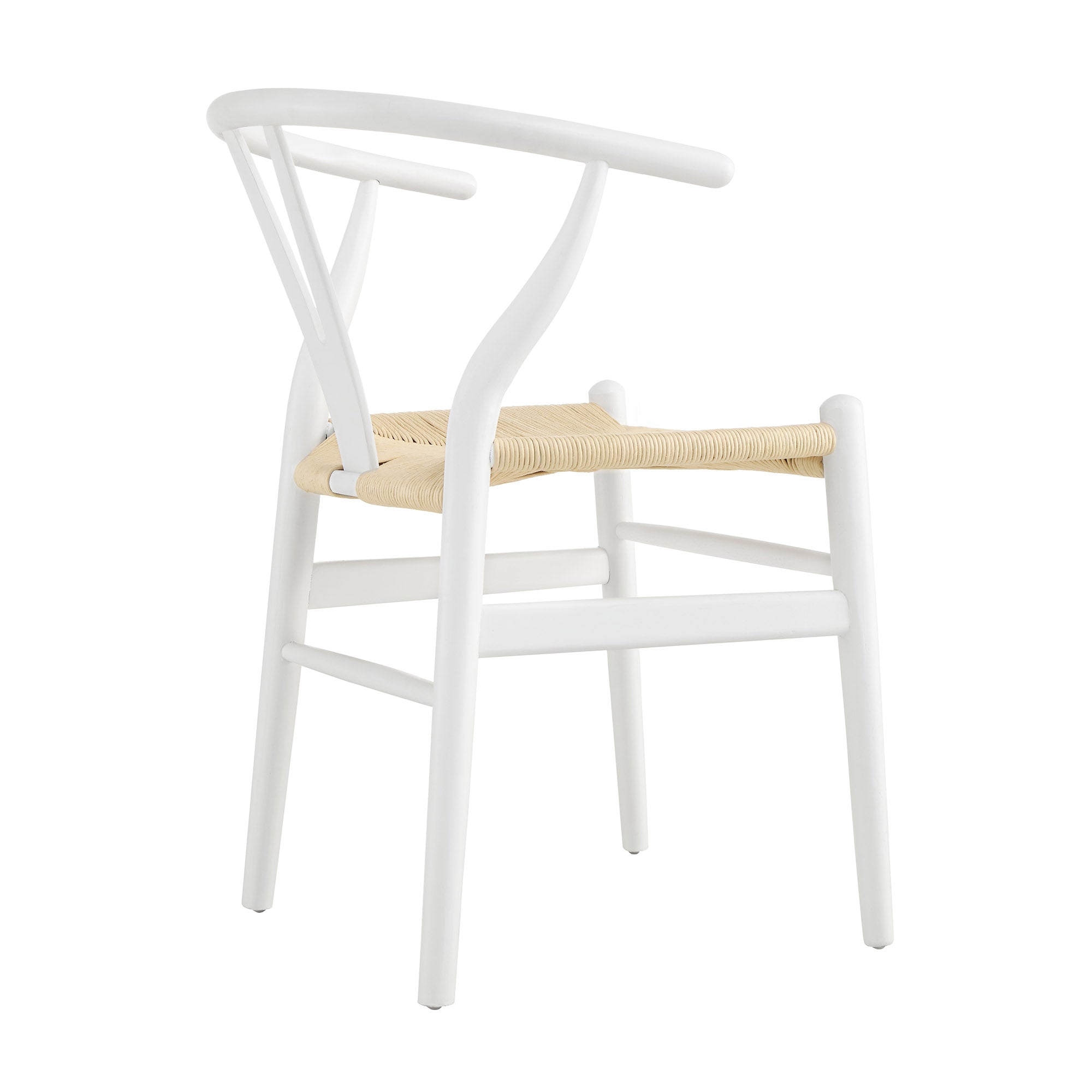 Hansel Wooden Natural Weave Wishbone Dining Chair, White Frame