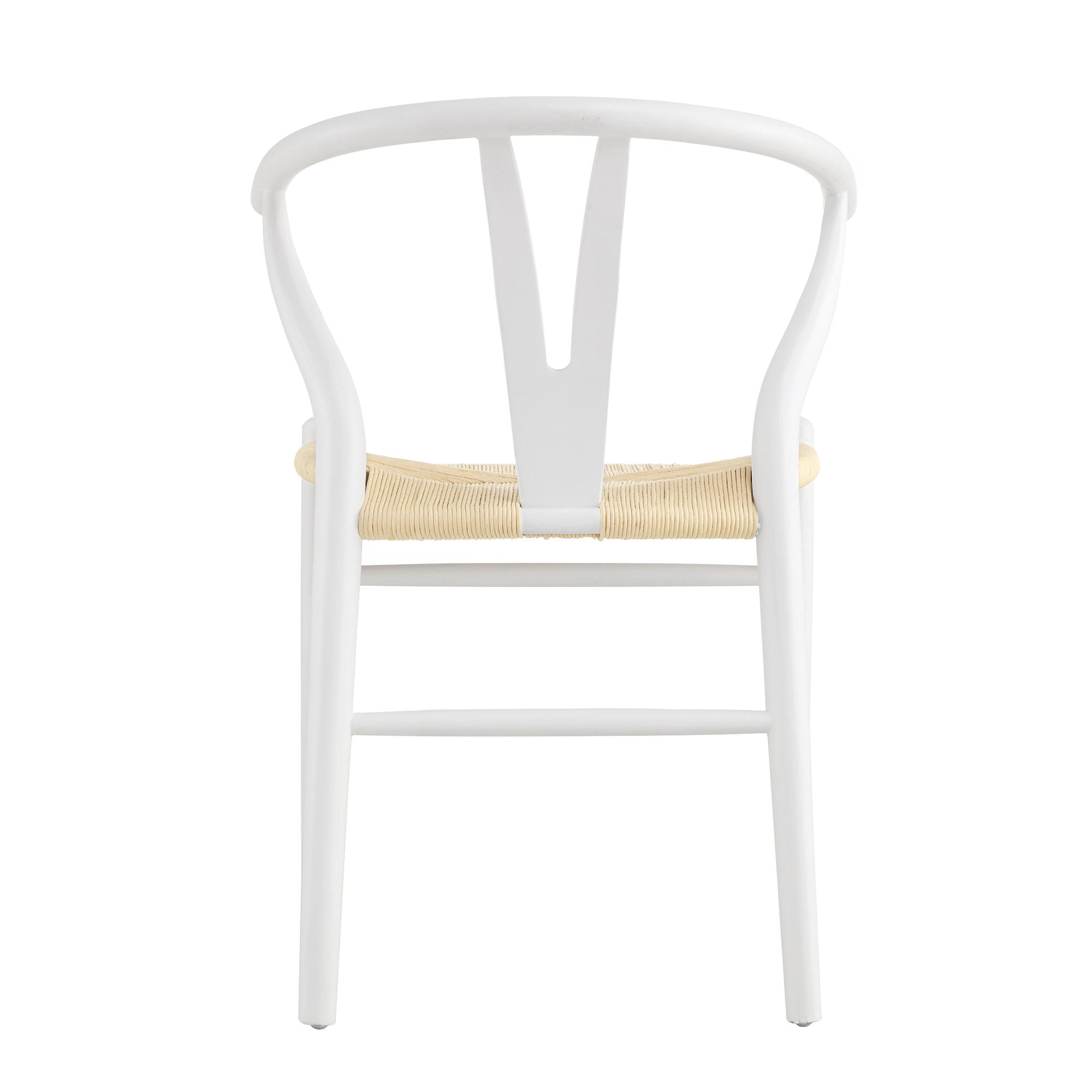 Hansel Wooden Natural Weave Wishbone Dining Chair, White Frame