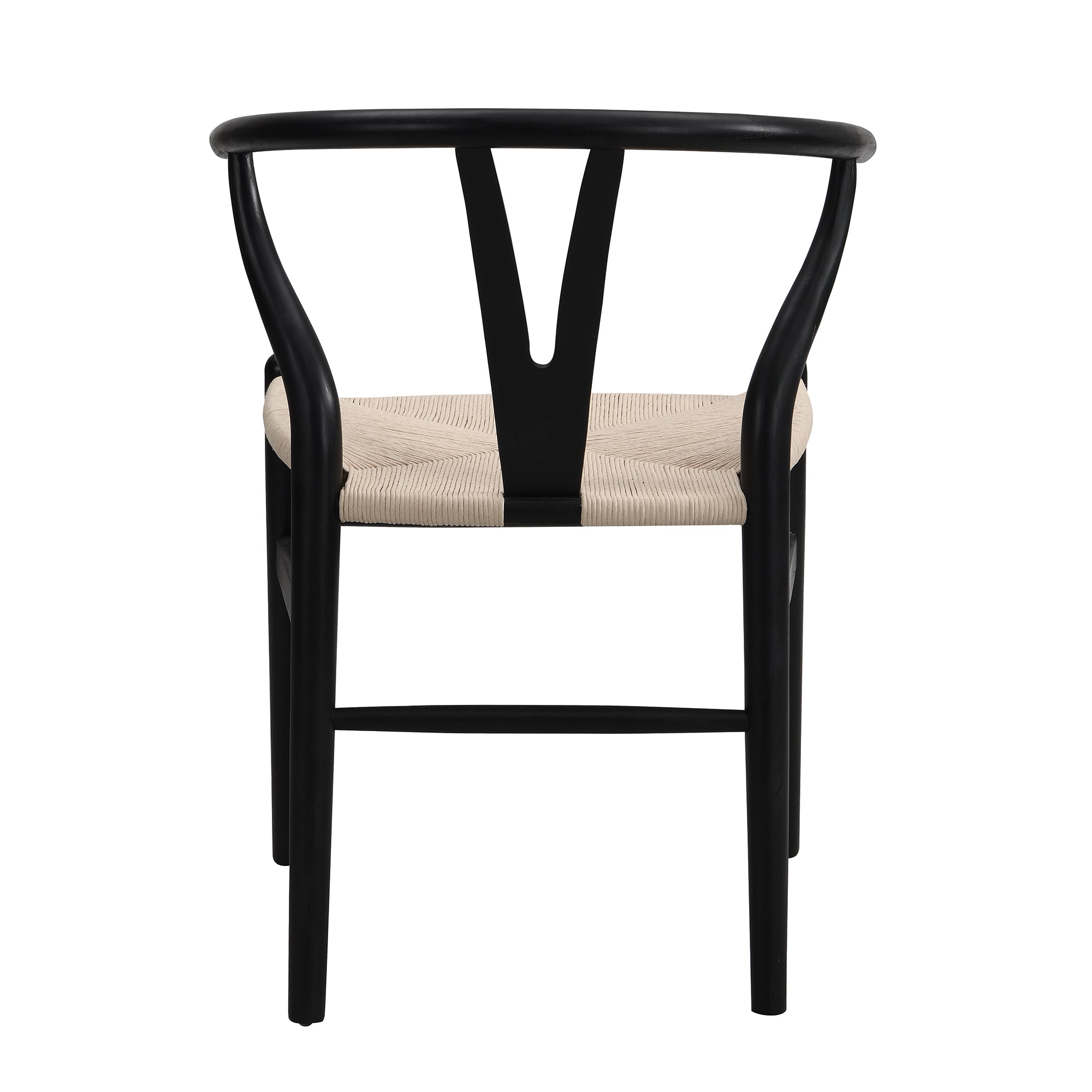 Hansel Wooden Natural Weave Wishbone Dining Chair, Black Frame