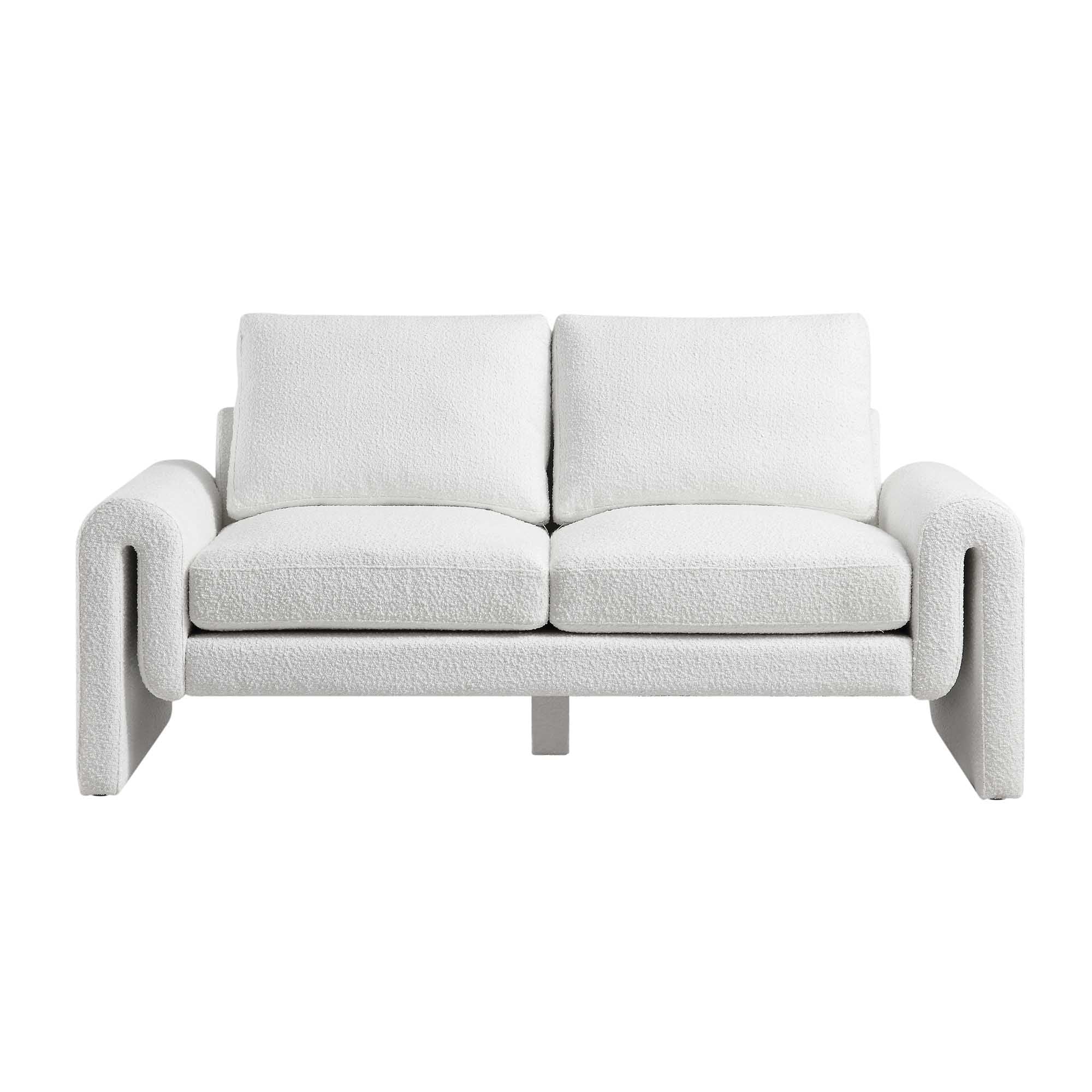 Hampstead White Boucle Curved 2-Seater Sofa