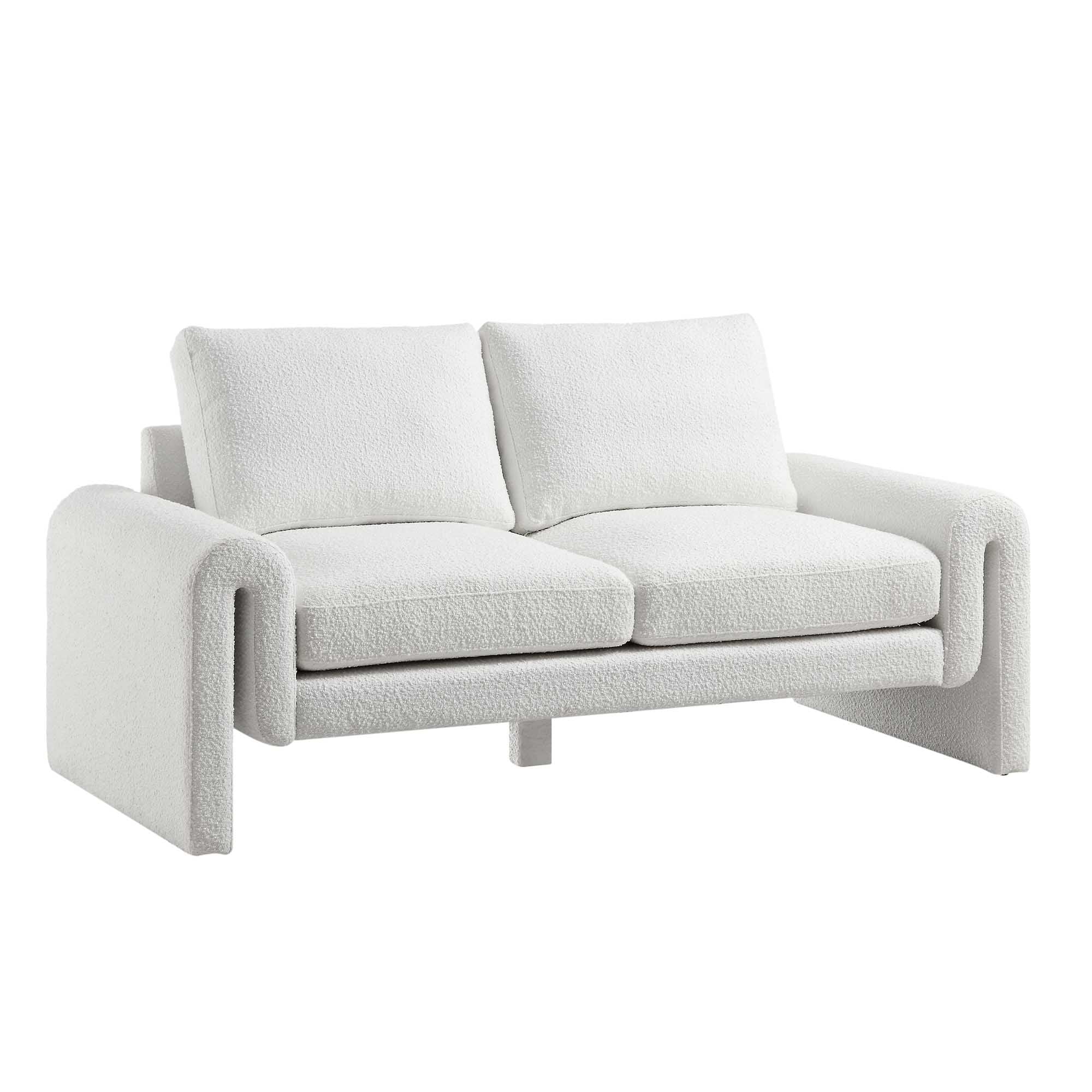 Hampstead White Boucle Curved 2-Seater Sofa