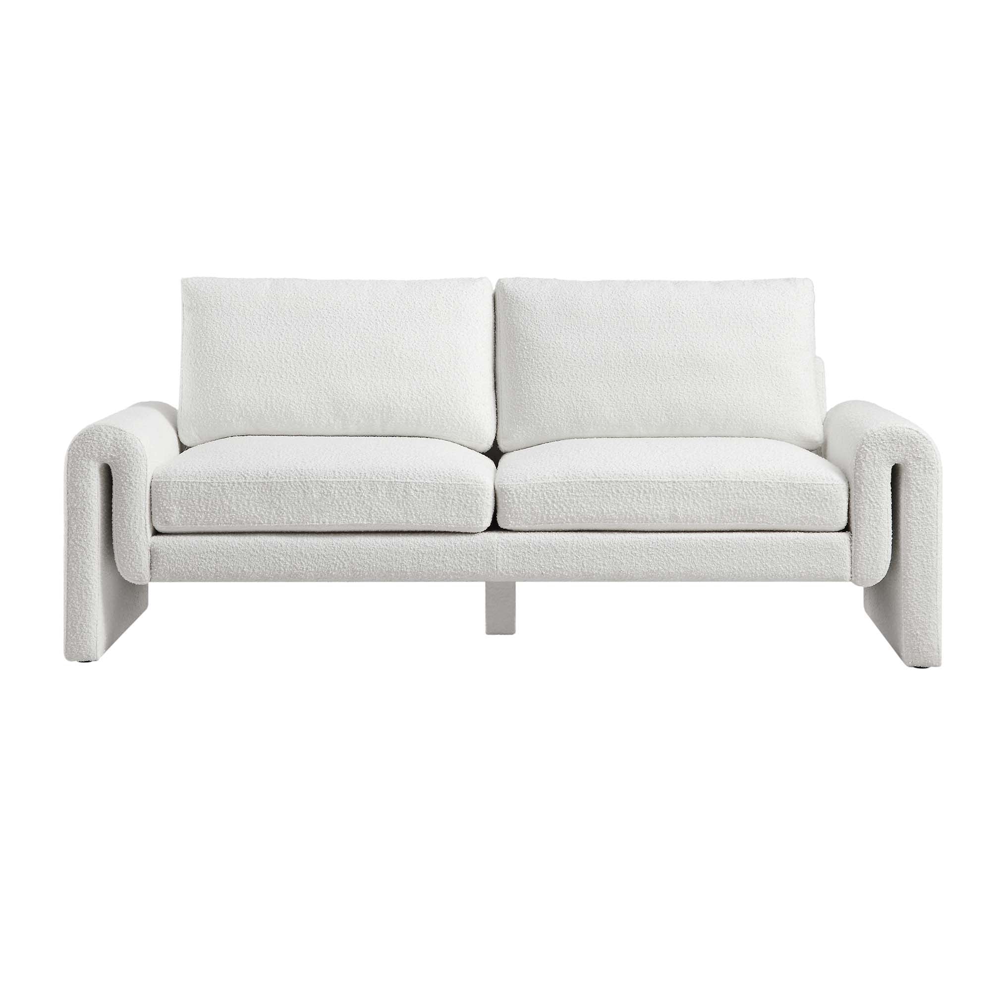 Hampstead White Boucle Curved 3-Seater Sofa