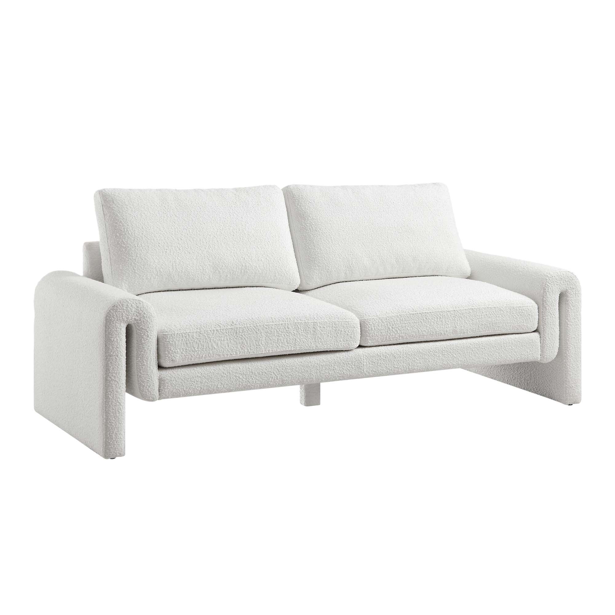 Hampstead White Boucle Curved 3-Seater Sofa