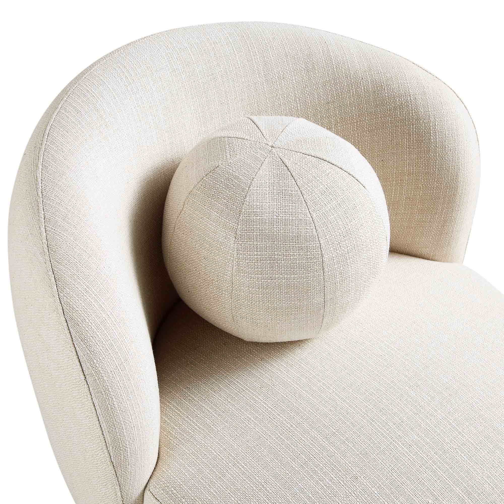 Amboise Armchair with Ball Cushion, Beige Linen Blend