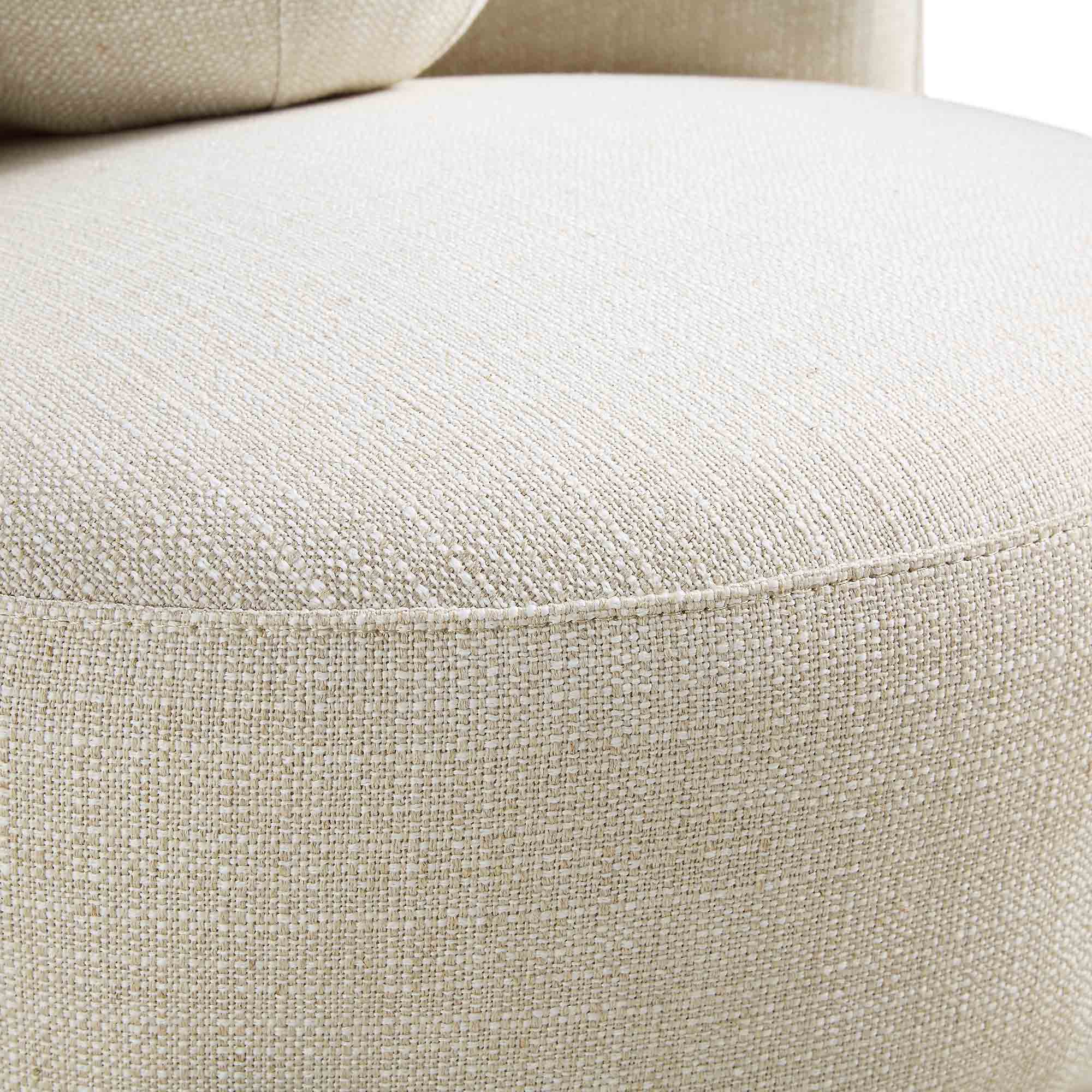 Amboise Armchair with Ball Cushion, Beige Linen Blend