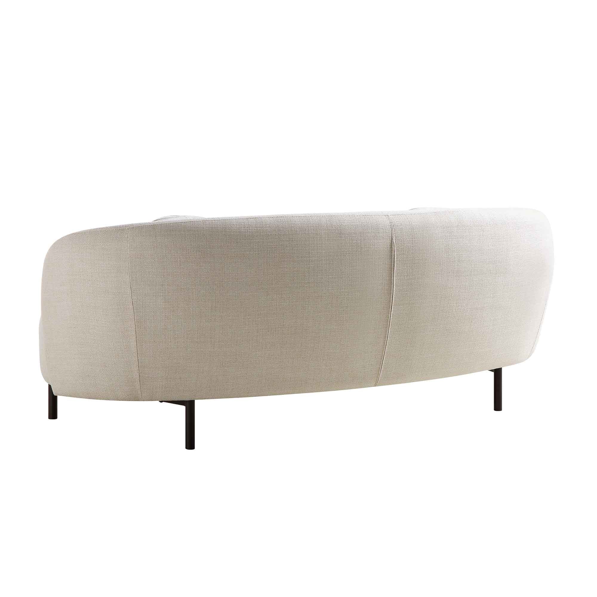 Amboise 3-Seater Curved Sofa with Ball Cushions, Beige Linen Blend