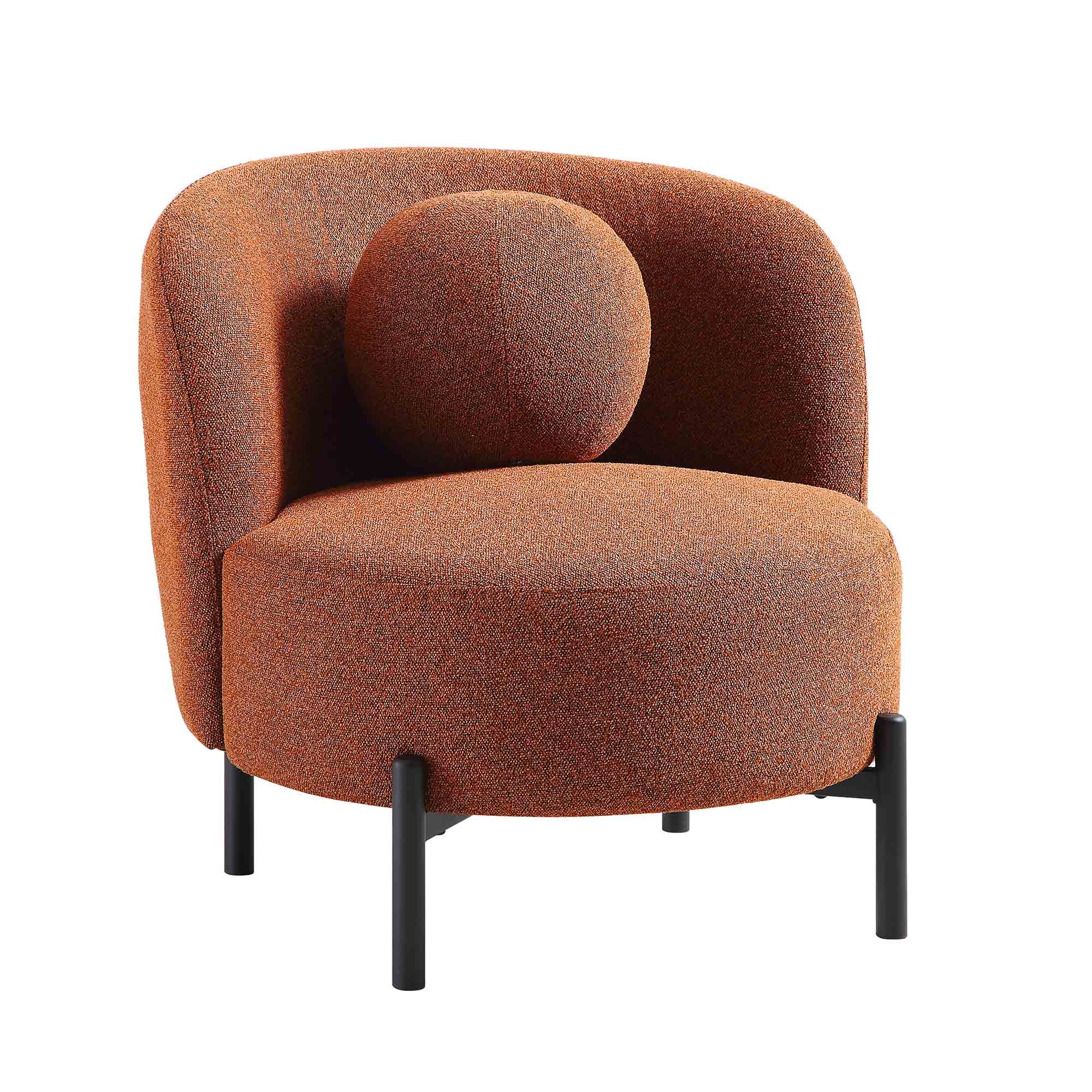 Amboise Armchair with Ball Cushion, Brick Boucle