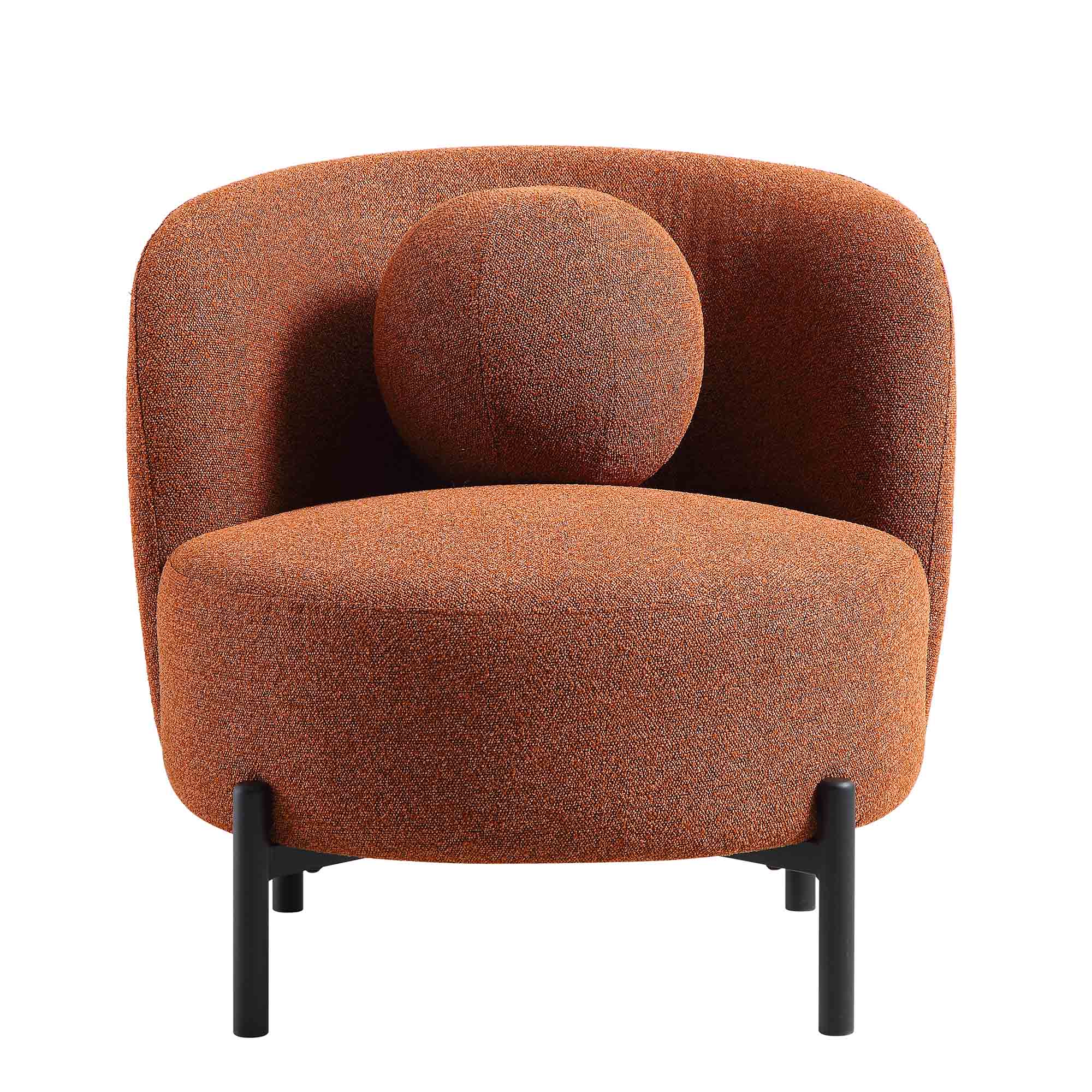 Amboise Armchair with Ball Cushion, Brick Boucle