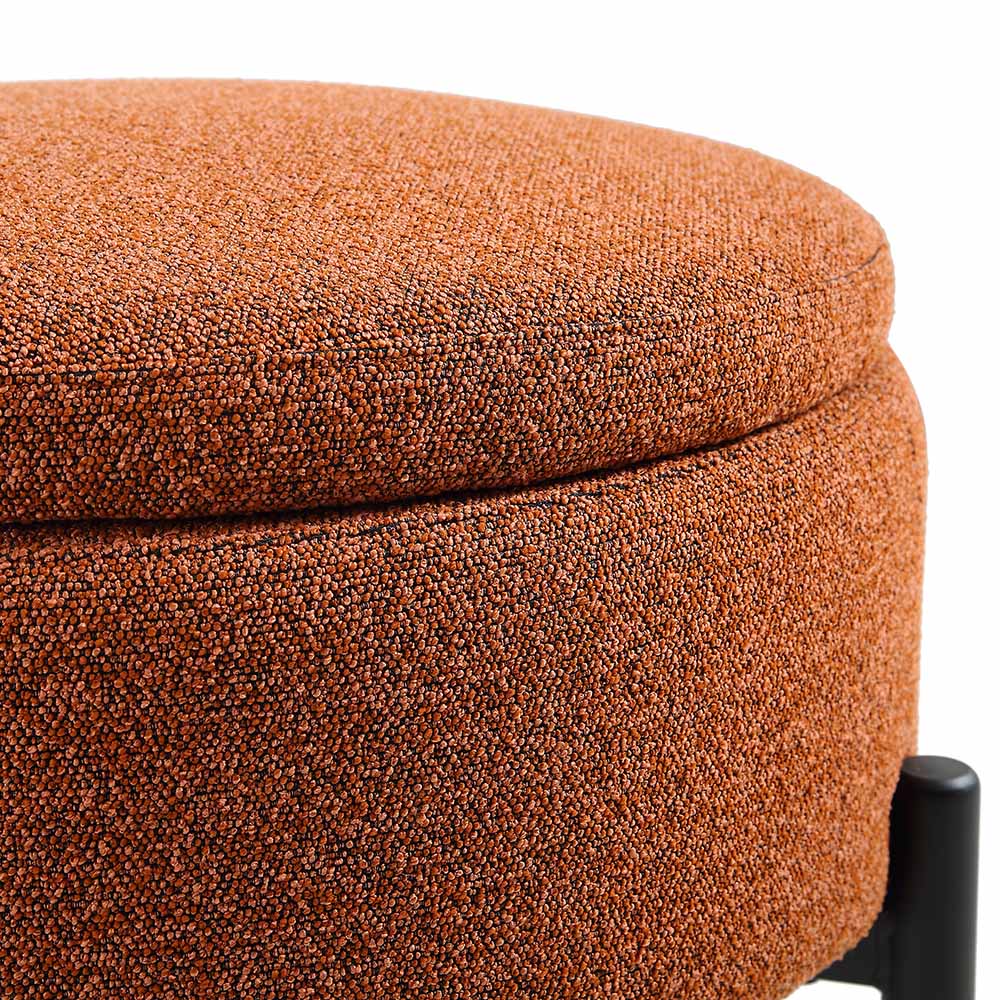 Amboise Round Storage Pouffe, Brick Boucle