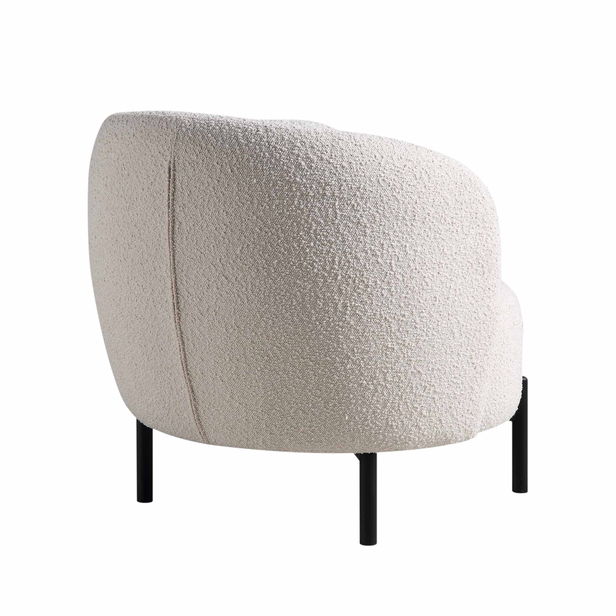 Amboise Armchair with Ball Cushion, Ecru Boucle