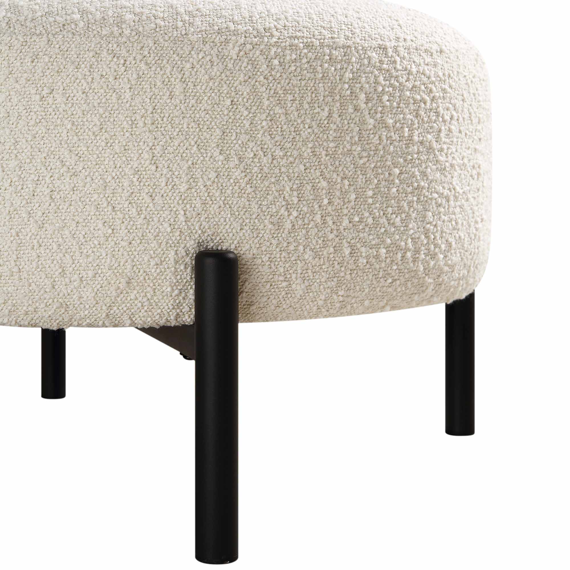 Amboise Armchair with Ball Cushion, Ecru Boucle