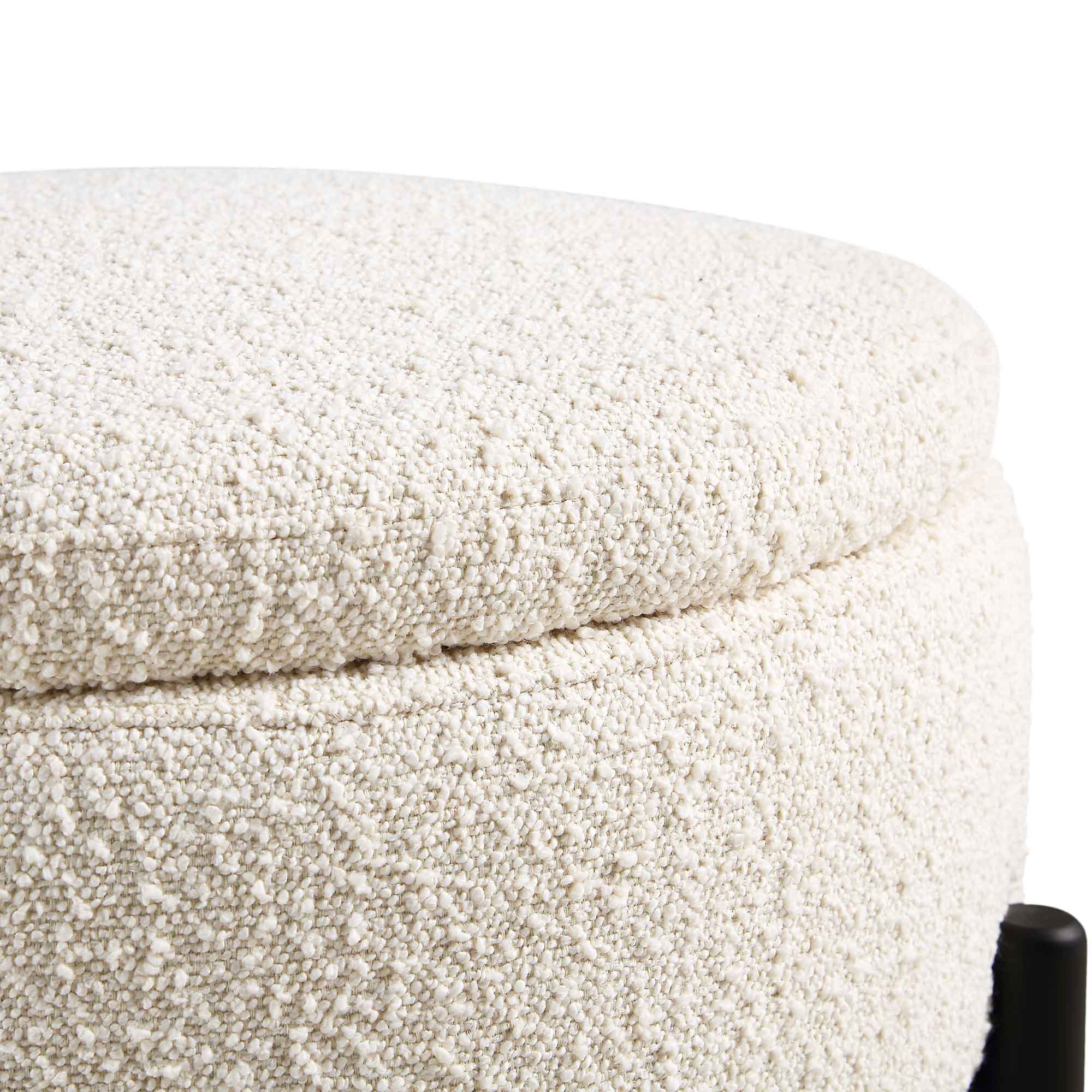 Amboise Round Storage Pouffe, Ecru Boucle