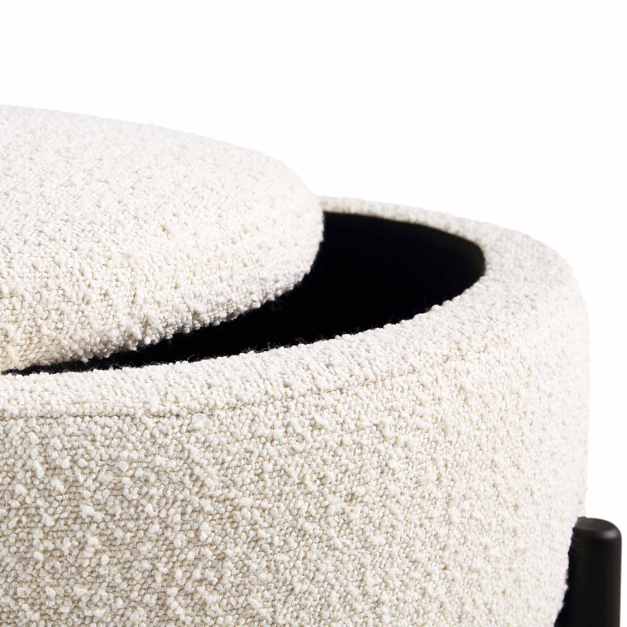 Amboise Round Storage Pouffe, Ecru Boucle