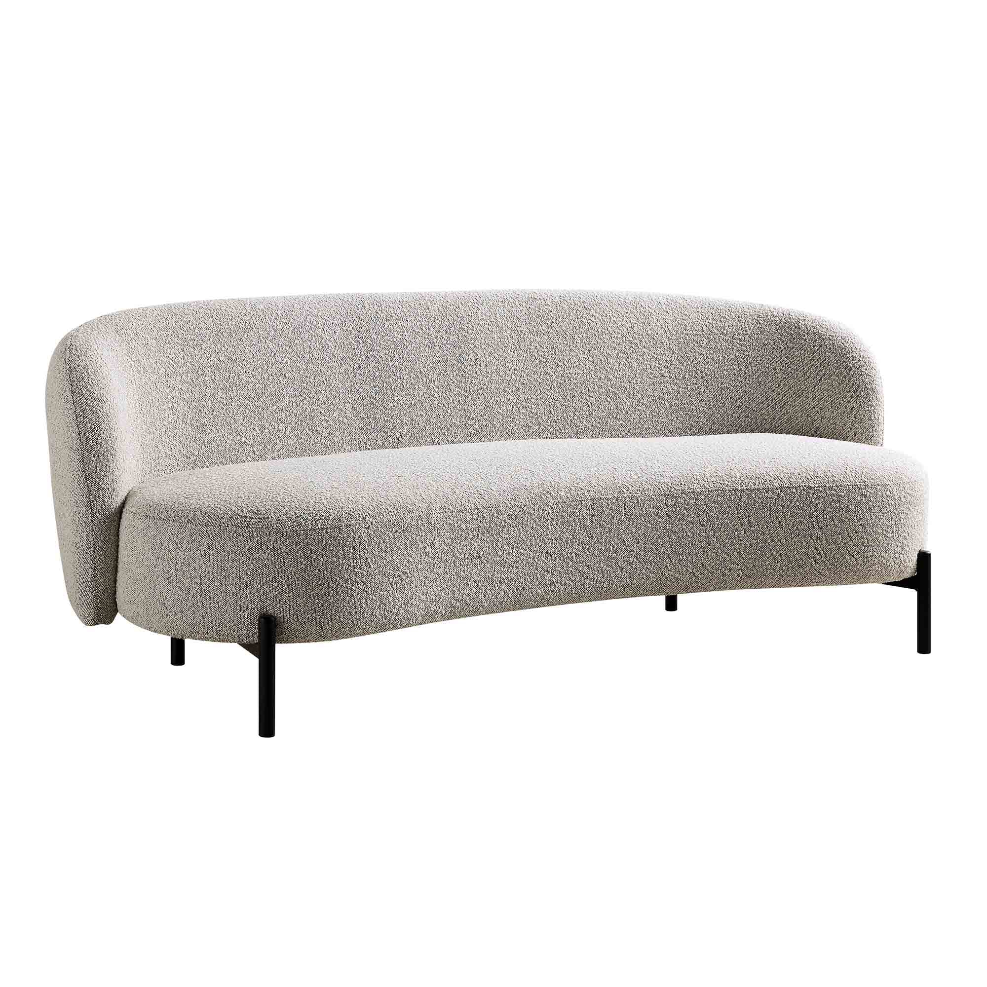 Amboise 3-Seater Curved Sofa with Ball Cushions, Mist Grey Boucle