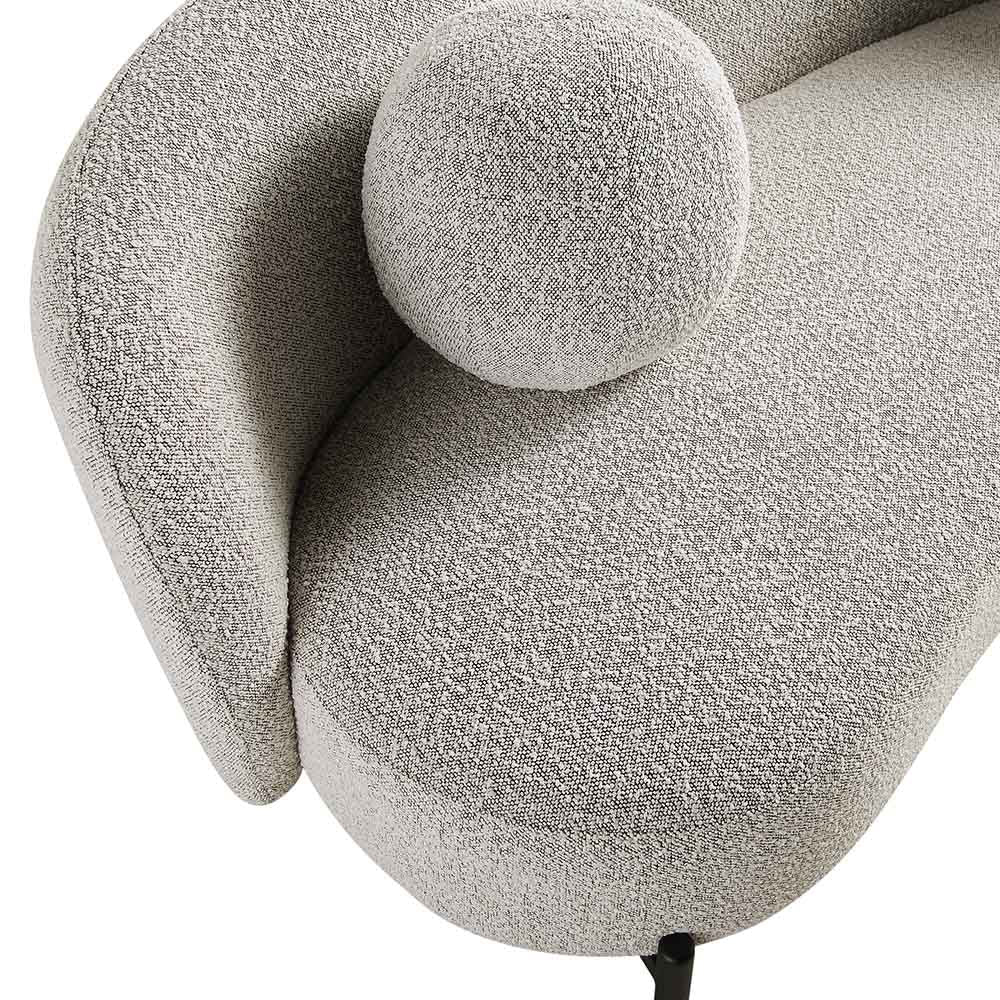 Amboise 3-Seater Curved Sofa with Ball Cushions, Mist Grey Boucle