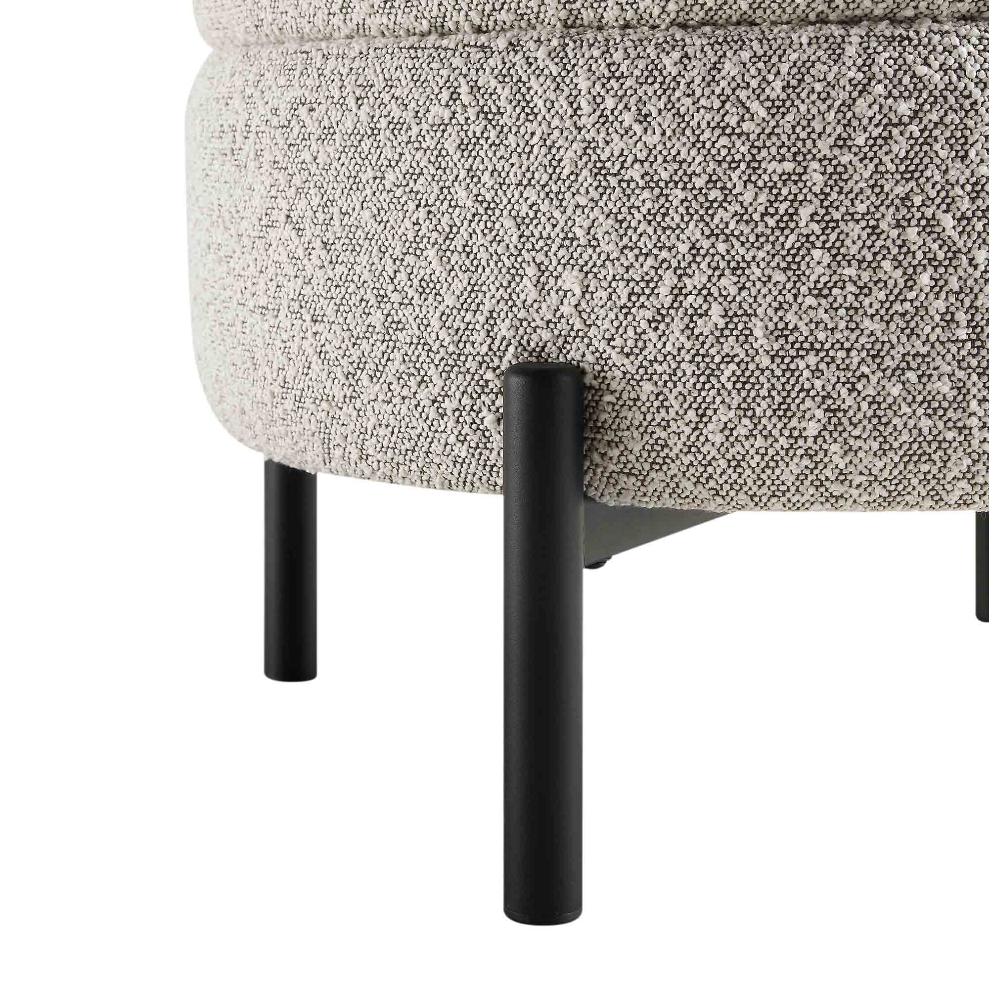 Amboise Round Storage Pouffe, Mist Grey Boucle