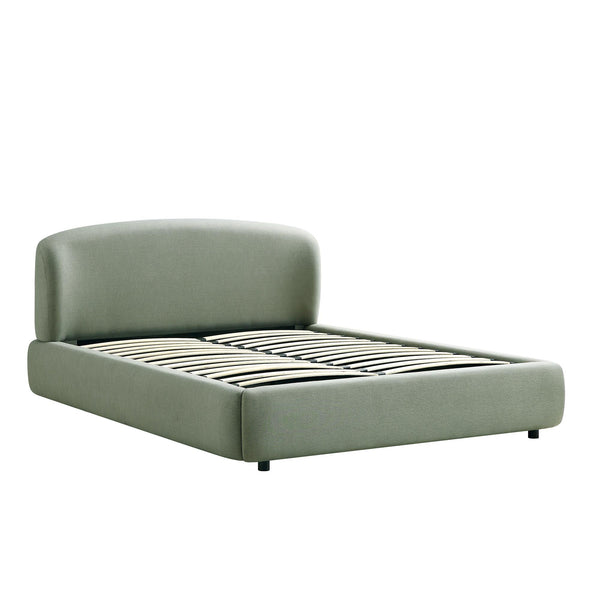 Constance Winged Headboard Ottoman Storage Bed, Olive Linen